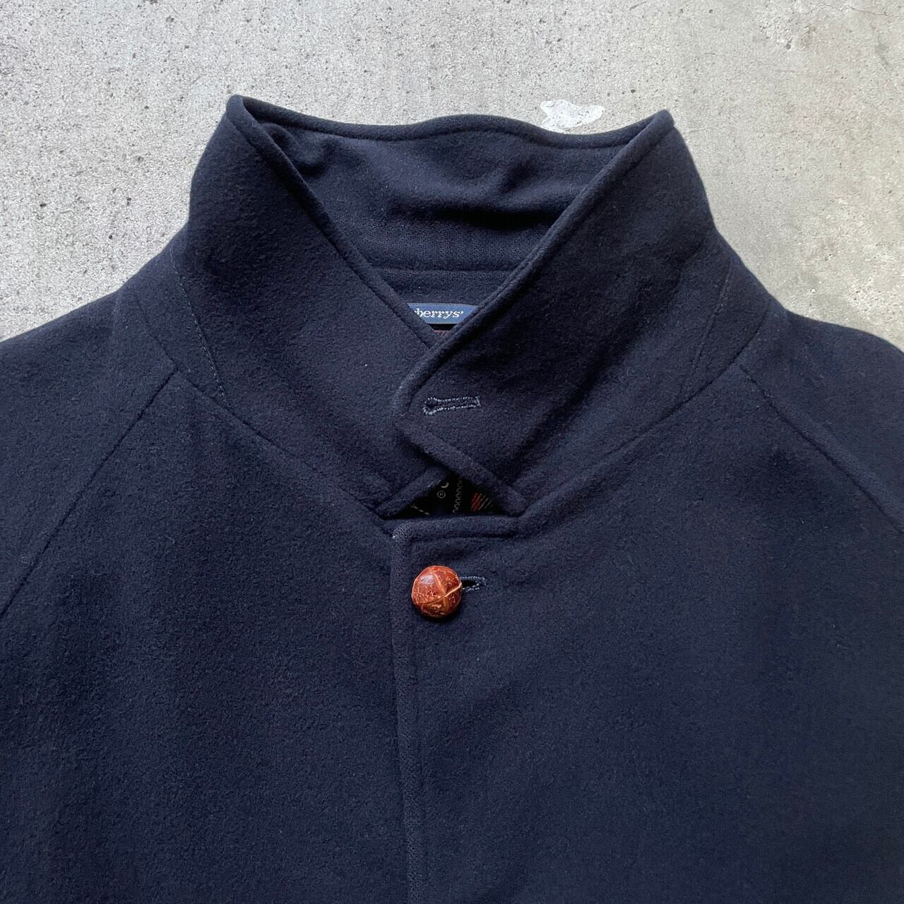 80年代 英国製 Burberry's バーバリー ウールハーフコート メンズXL