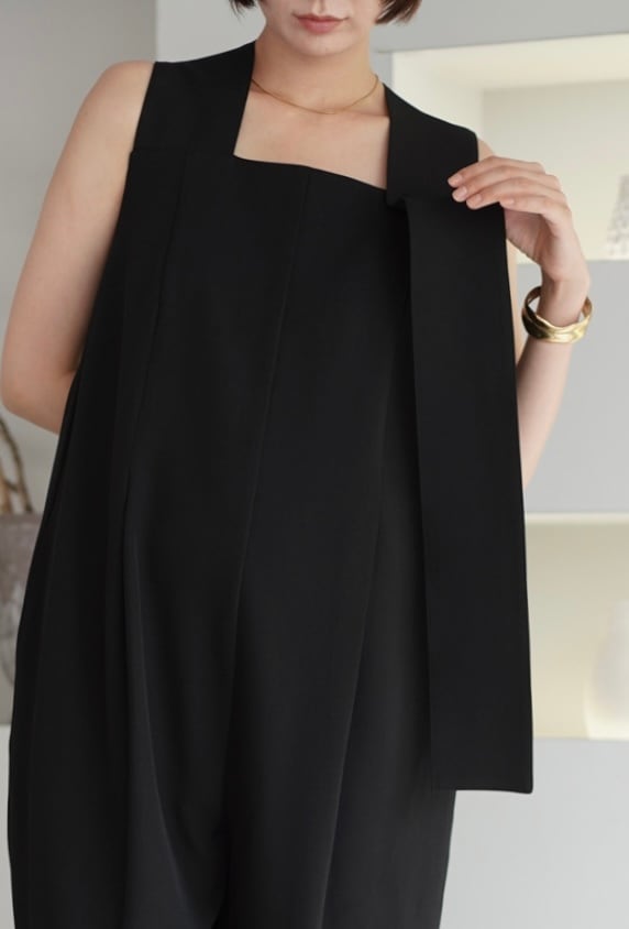 louren Shoulder tie jumpsuit ショルダータイジャンプスーツ Black