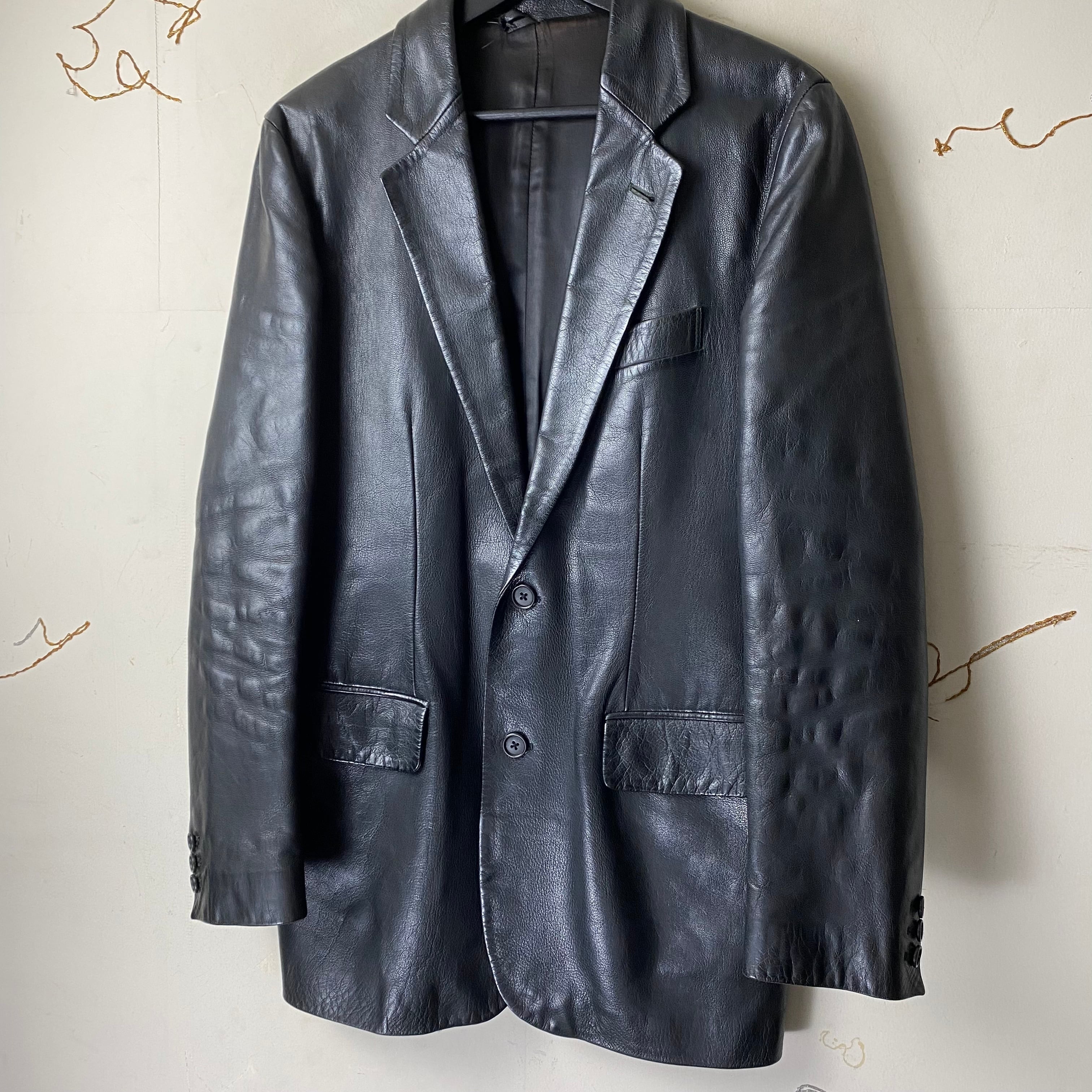 archive HELMUT LANG black leather tailored jacket | NOIR ONLINE