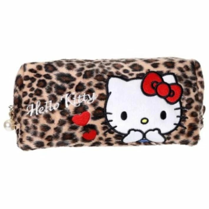 サンリオ ハローキティ ヒョウ柄 角型ポーチ キティ ペン 豹柄 ファー