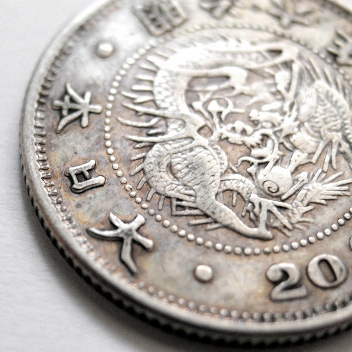 古銭・明治六年・二十銭銀貨・欠日・レア・No.170921-28・梱包サイズ60