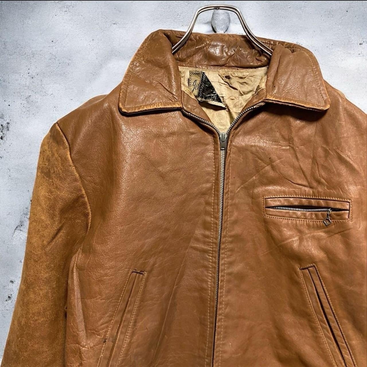 レザー ジャケット ビンテージ 古着 40s ~ 50s 60s 茶色 ACME zip