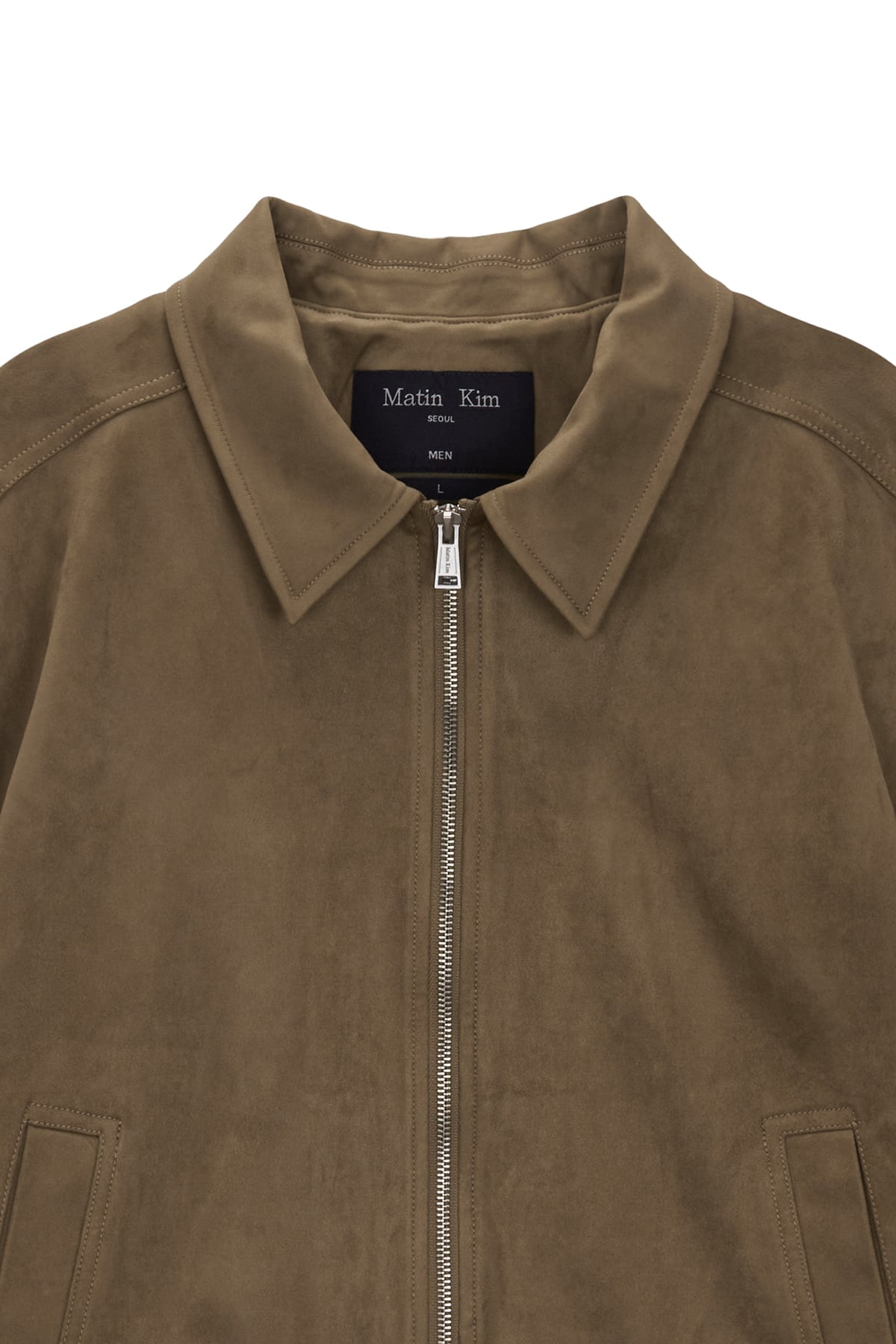 Matin Kim] BACK LOGO SUEDE BLOUSON JUMPER FOR MEN IN BROWN 正規品