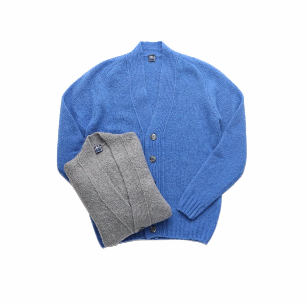 FEDELI フェデーリカシミヤ100% カーディガンブルーグレイ