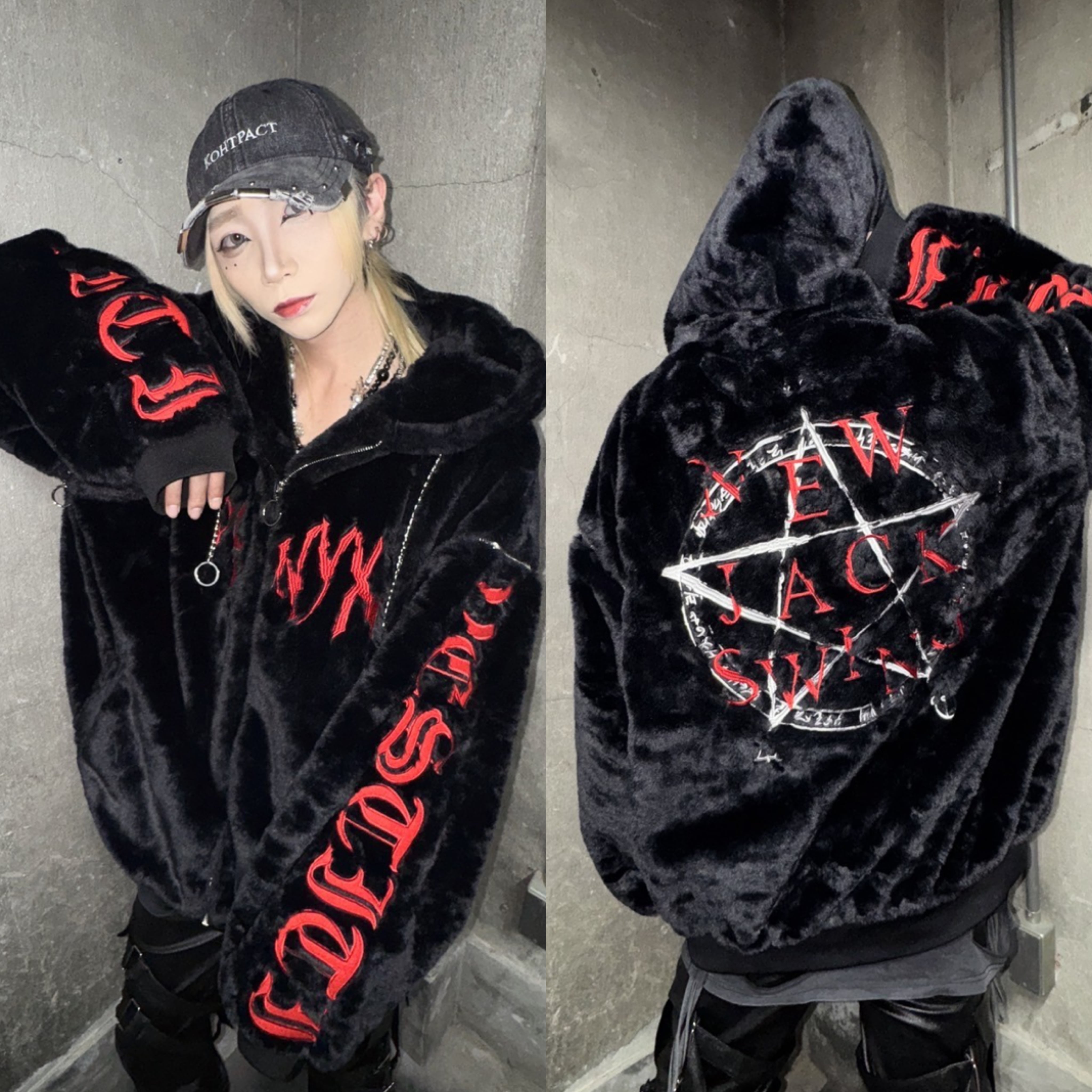 PSYNYXX×THICC 魔法陣ファーブルゾン ストリート 地雷系 | 韓国系ユニ