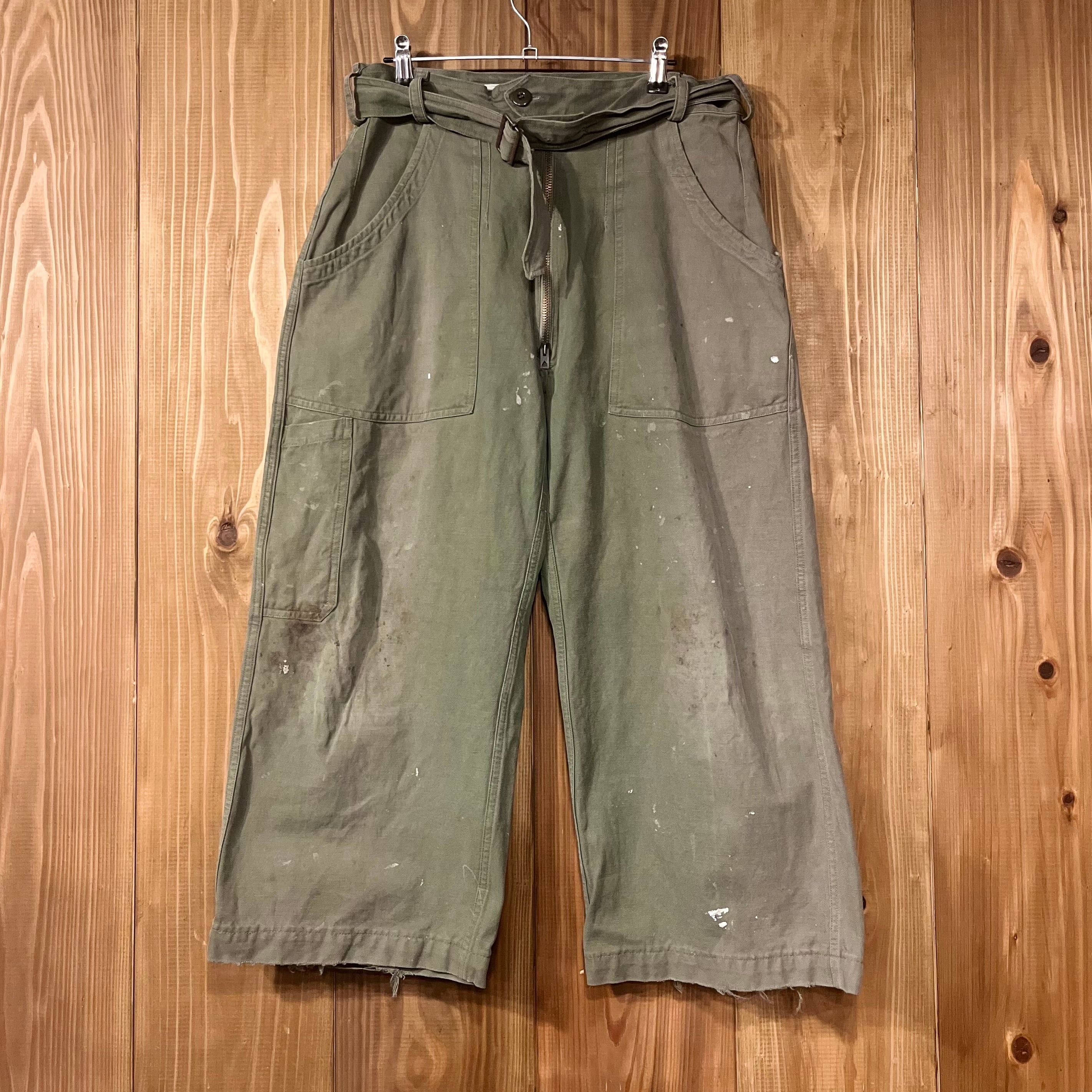 60s フランス軍 実物 メカニックパンツ ワークパンツ W82cm M ユーロ