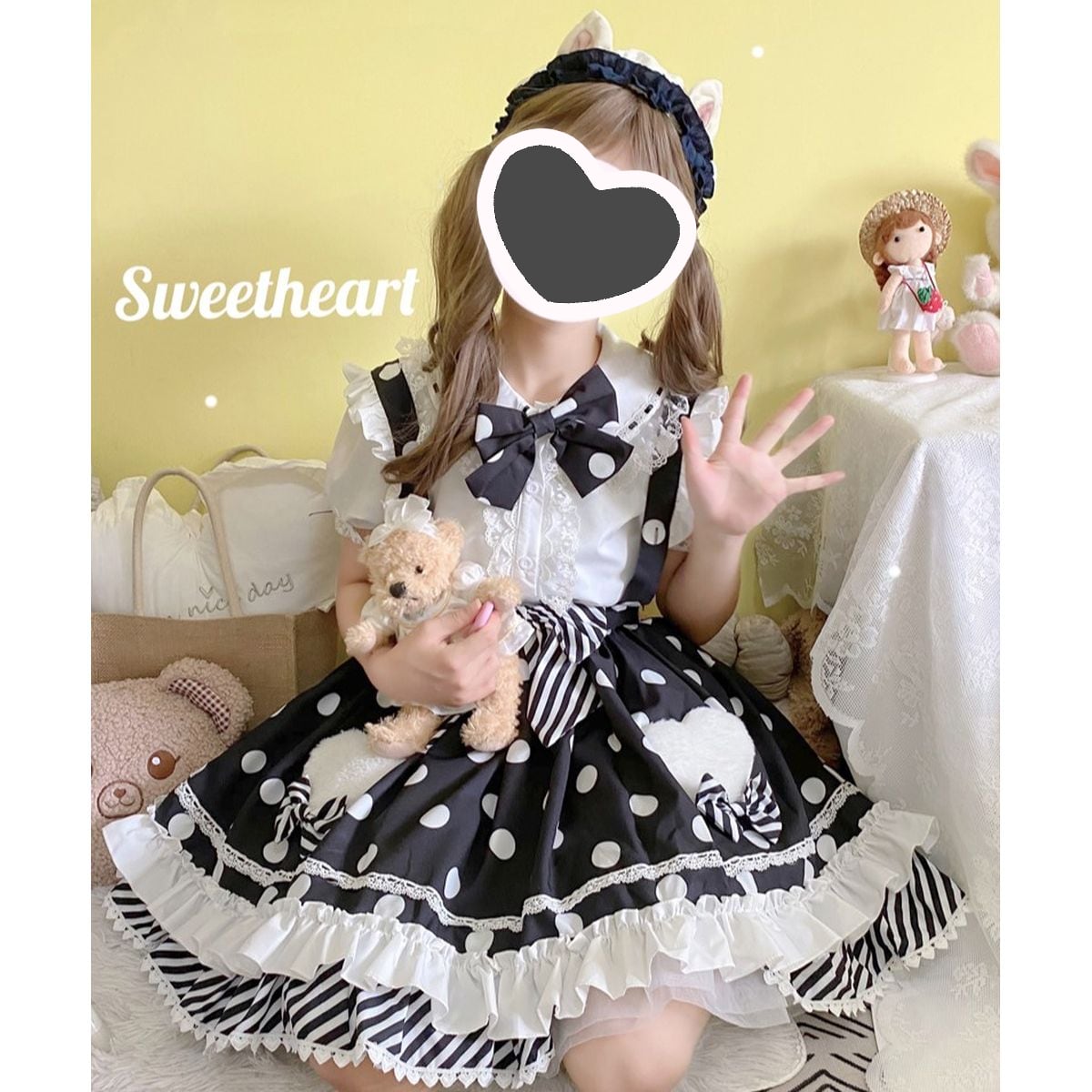 甘ロリ水玉ストライプフリルスカート | Maiden's Rêve