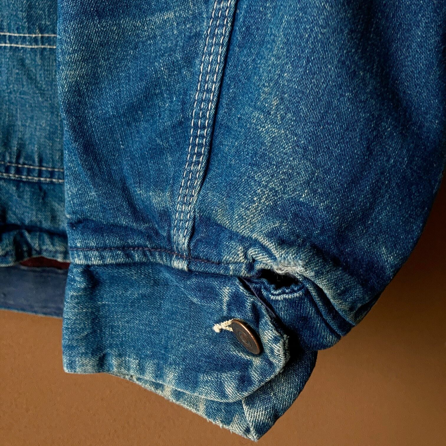 60~70's デニムカバーオール 色落ち 裏地ブランケット付き 襟