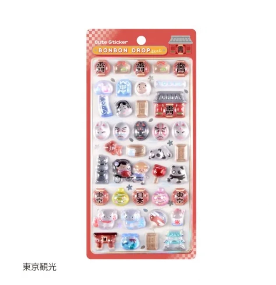 正規品】ボンボンドロップシール和柄6枚セット(東京観光＋古都めぐり＋