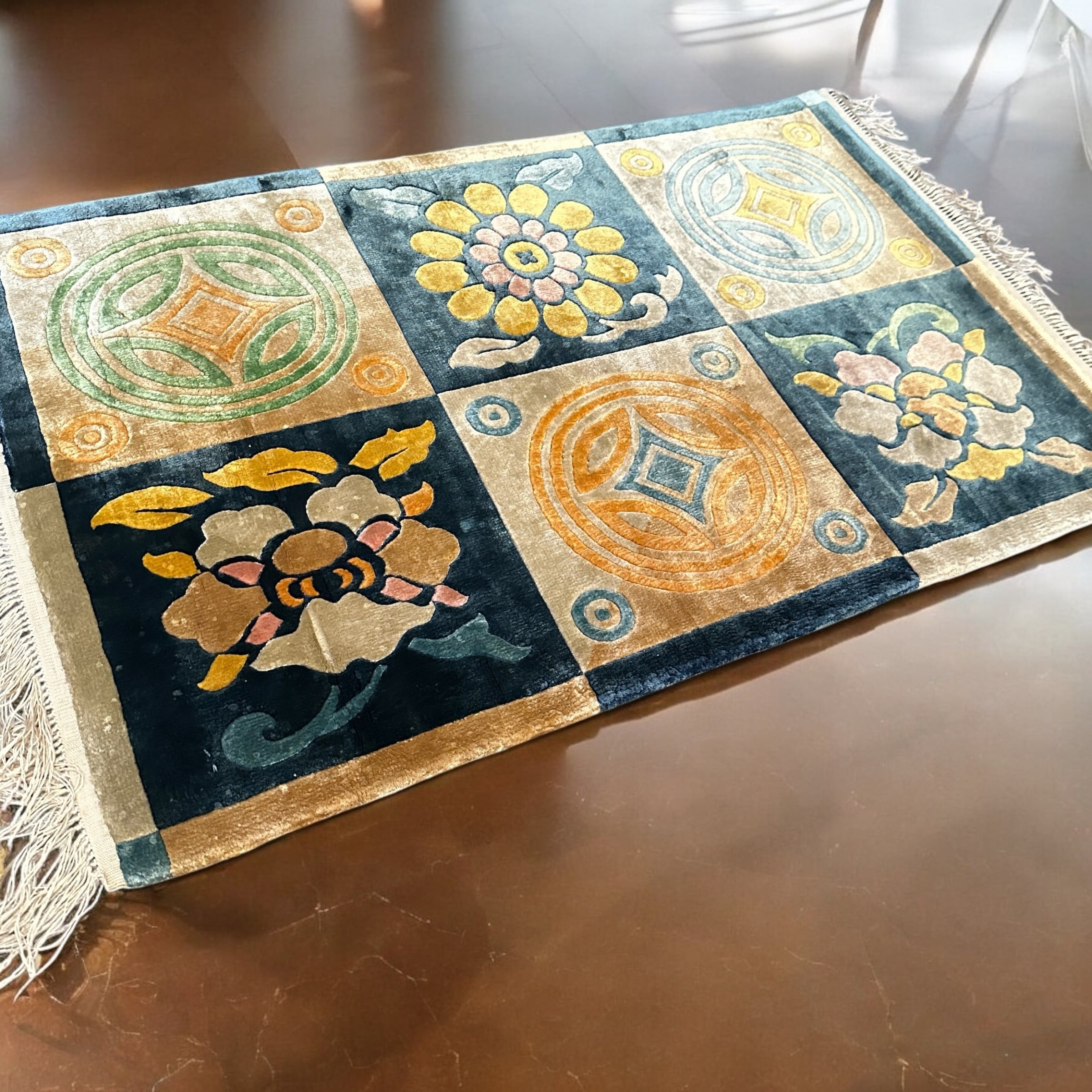 B178 龍村絹段通 ラグマット シルク 敷物 龍村美術織物 絹100％ 絨毯