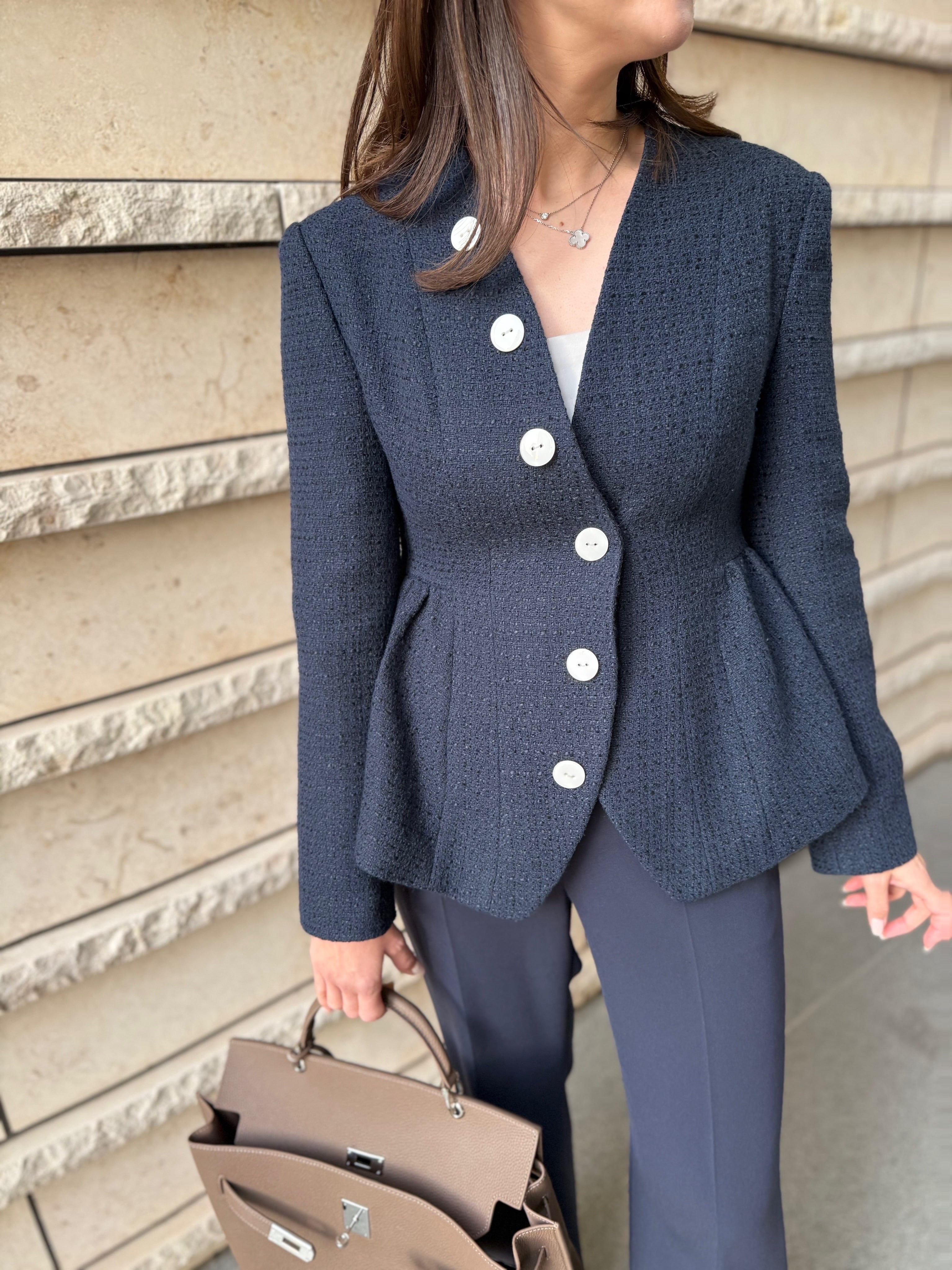 ボタンラインツイードジャケット Navy | TRESORbylana