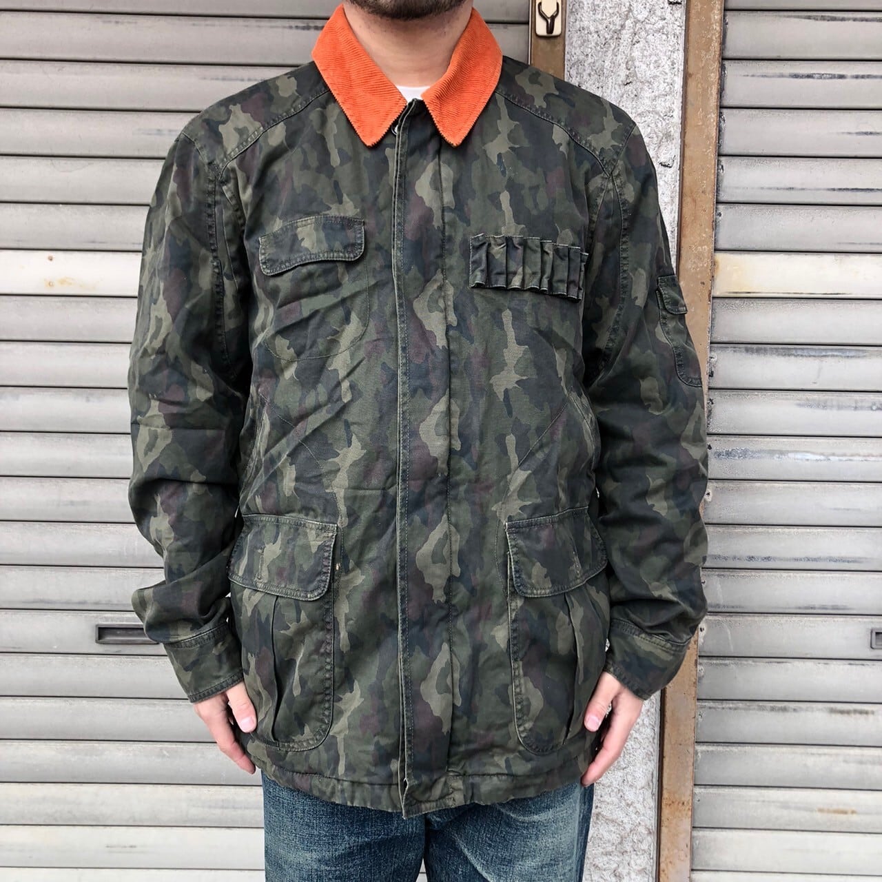 00s J.Press ハンティングジャケット ミリタリー ウッドランドカモ XL