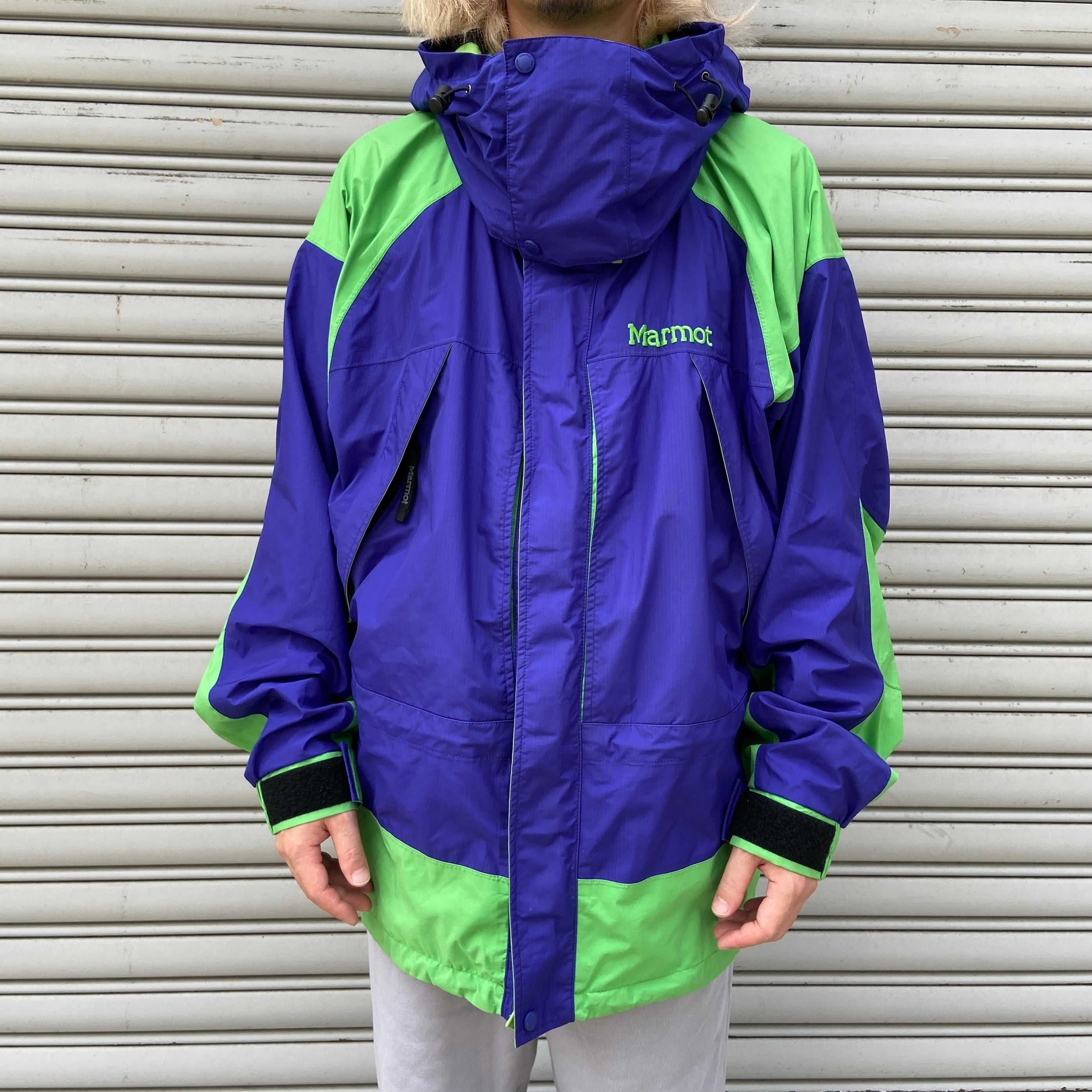 90s マーモット ゴアテックス マウンテンパーカー ブルー グリーン L