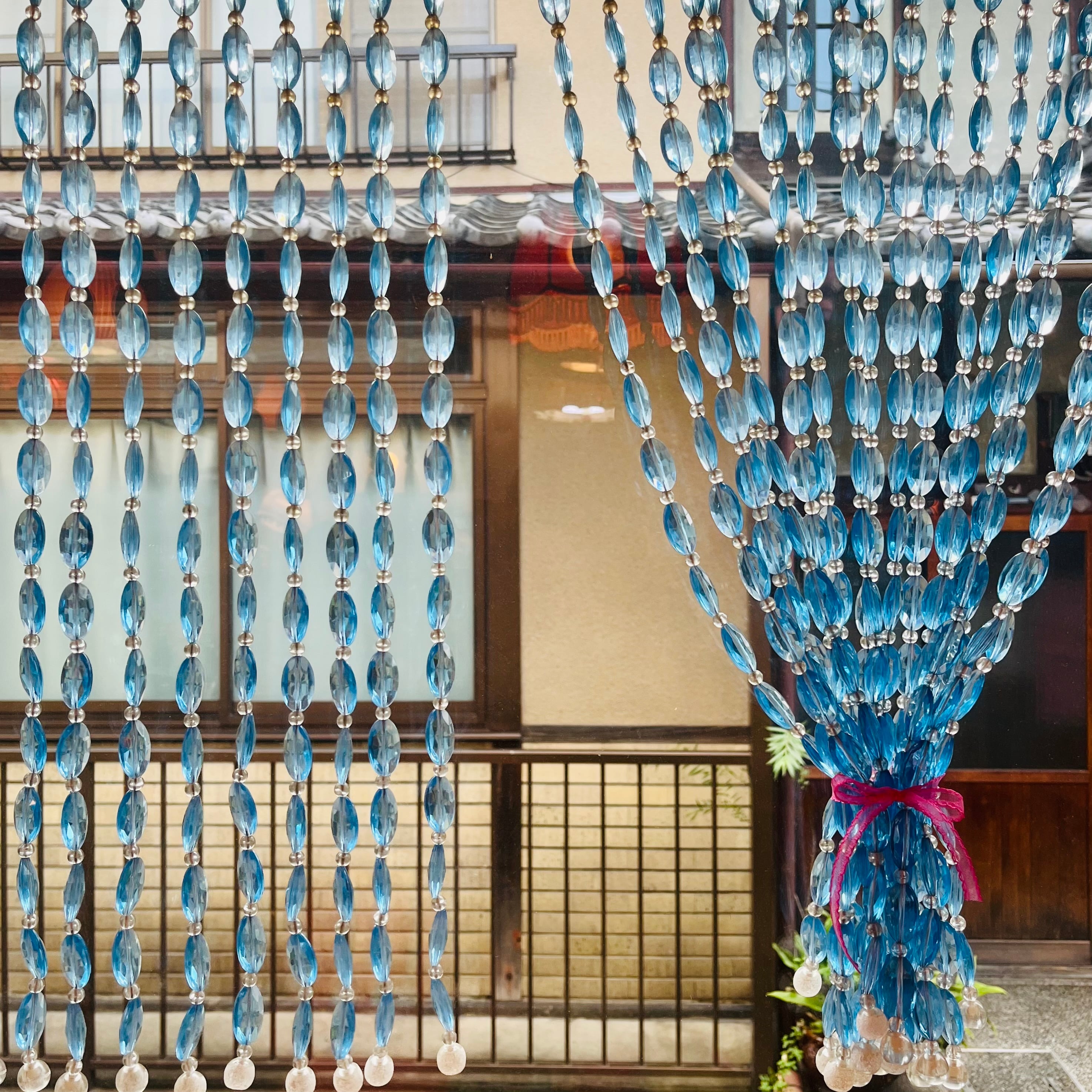 珠のれん 水色 ビーズのれん レトロ | 春眠雑貨店