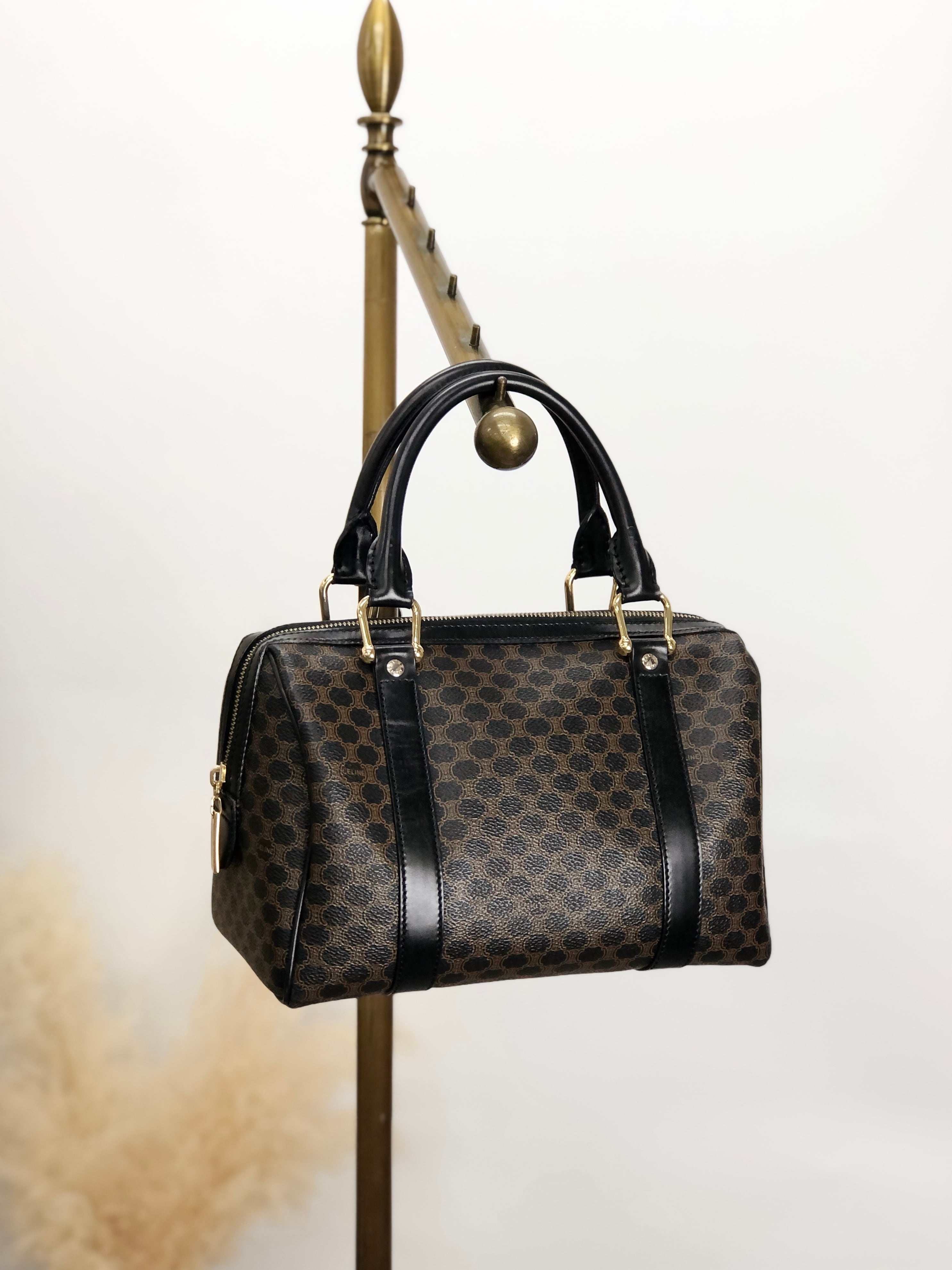 CELINE セリーヌ マカダム ショルダーバッグ ブラック PVCレザー ミニ