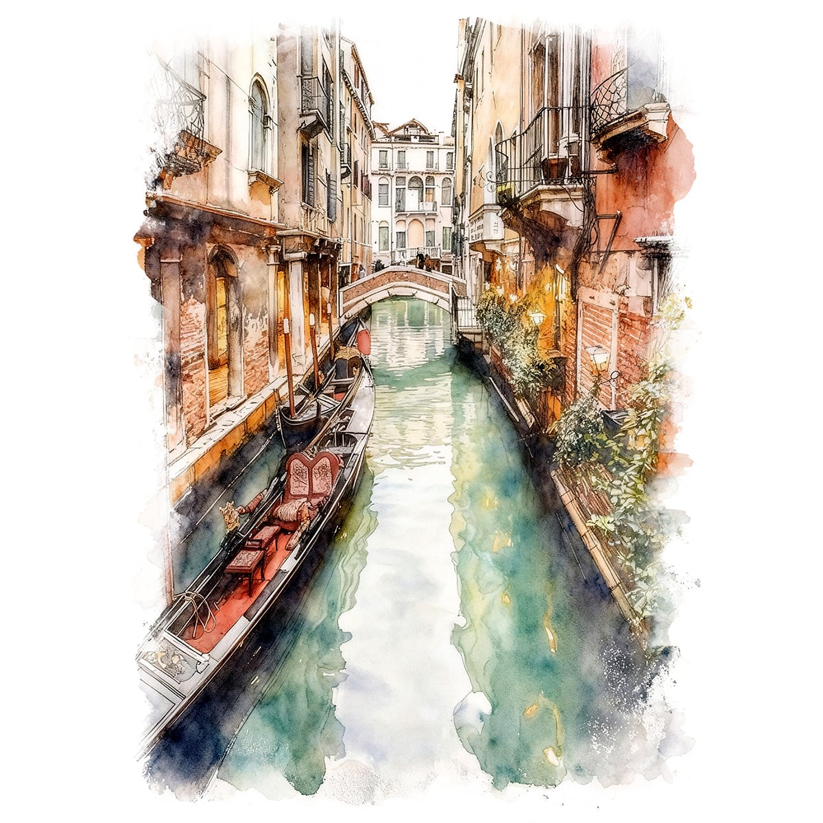 絵画 イタリア 風景画(街並み) ヴェネツィアの運河 インテリアアート額