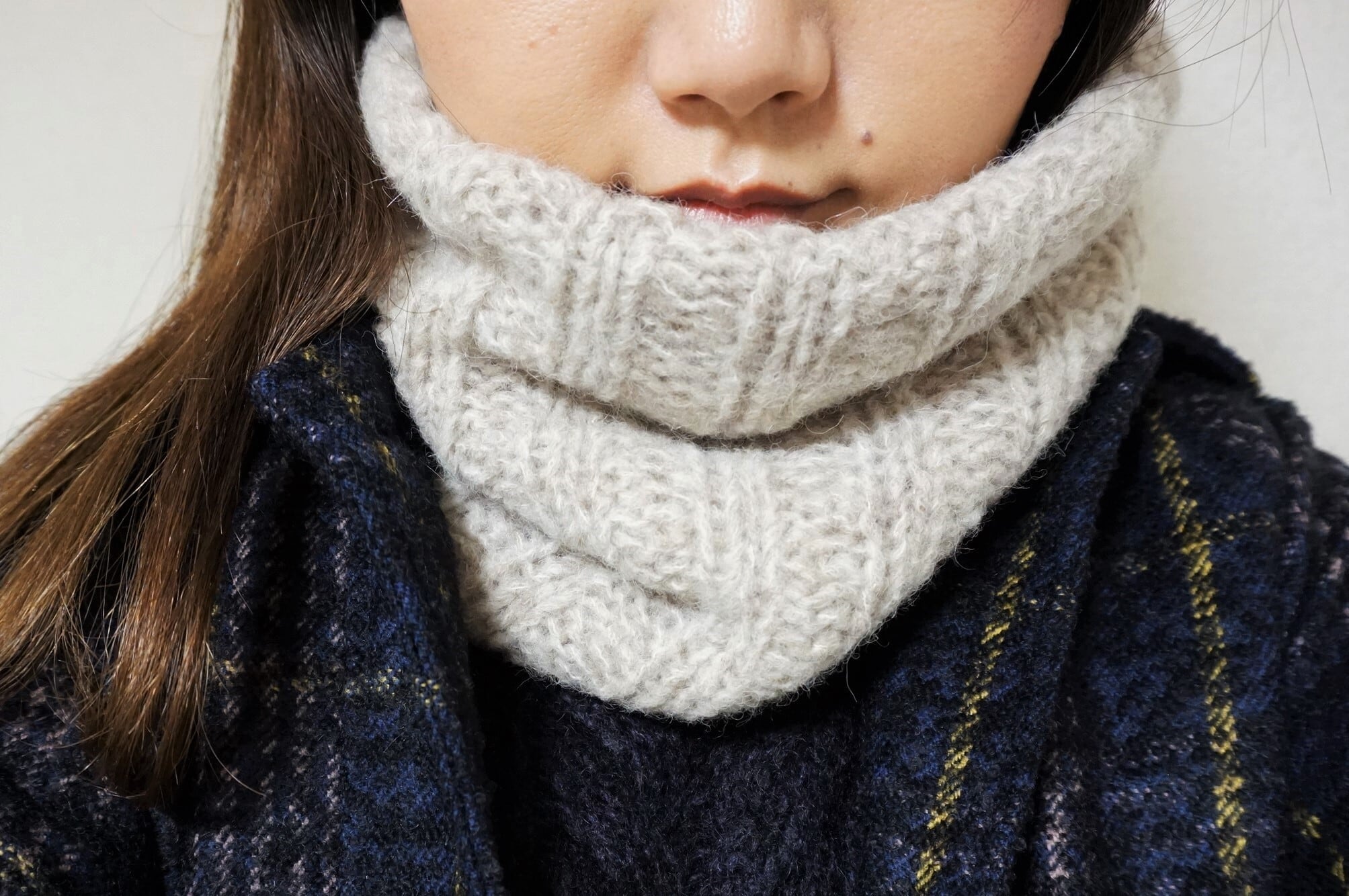 初心者向け 空気を編むアルパカスヌードⅡの編み物キット（棒針編み