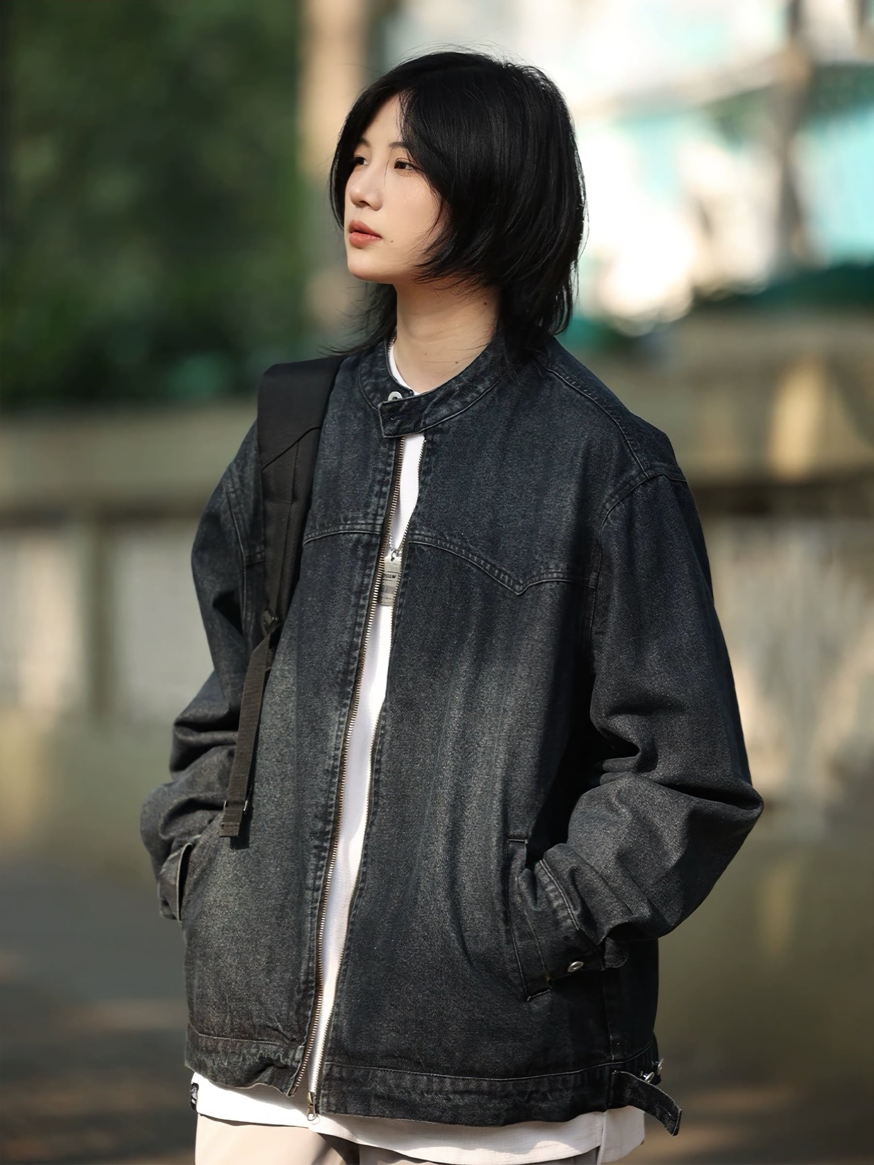 スタンドカラーデニムジャケット / Stand Collar Denim Jacket