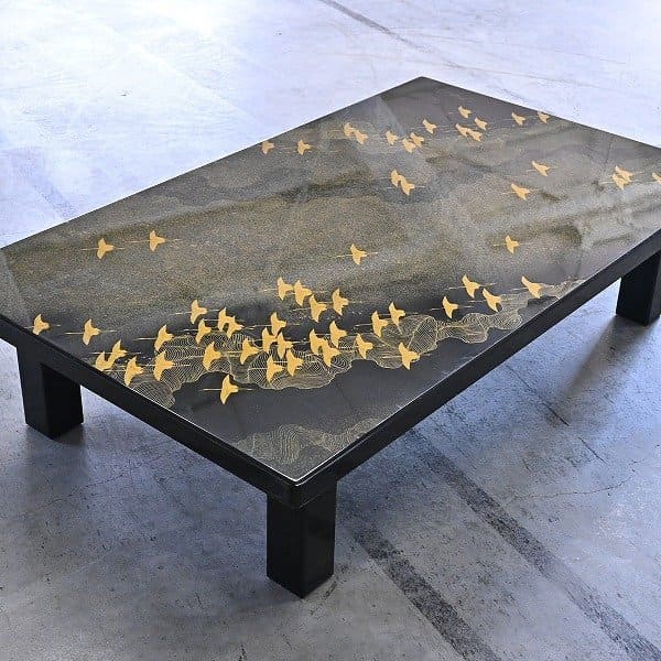 輪島塗 蒔絵 座敷机 漆芸 伝統工芸 シダ文様 輪島塗 蒔絵 座敷机 漆芸