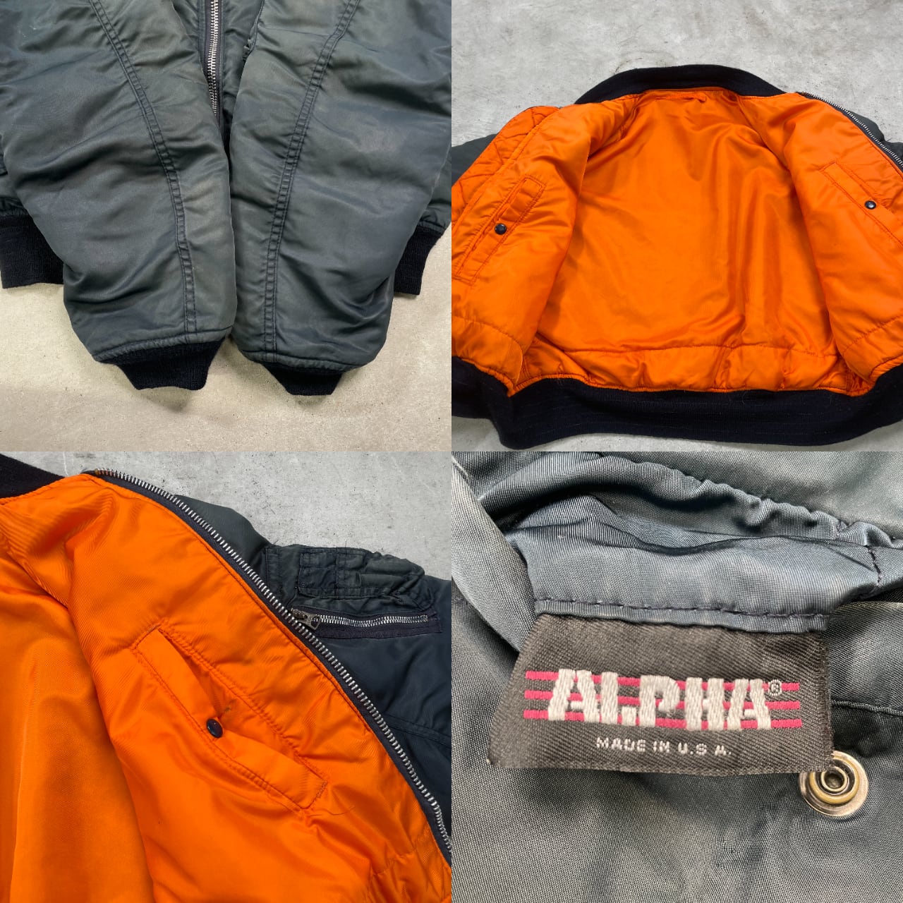 80年代 USA製 ALPHA MA-1 ミリタリー フライトジャケット 民間品