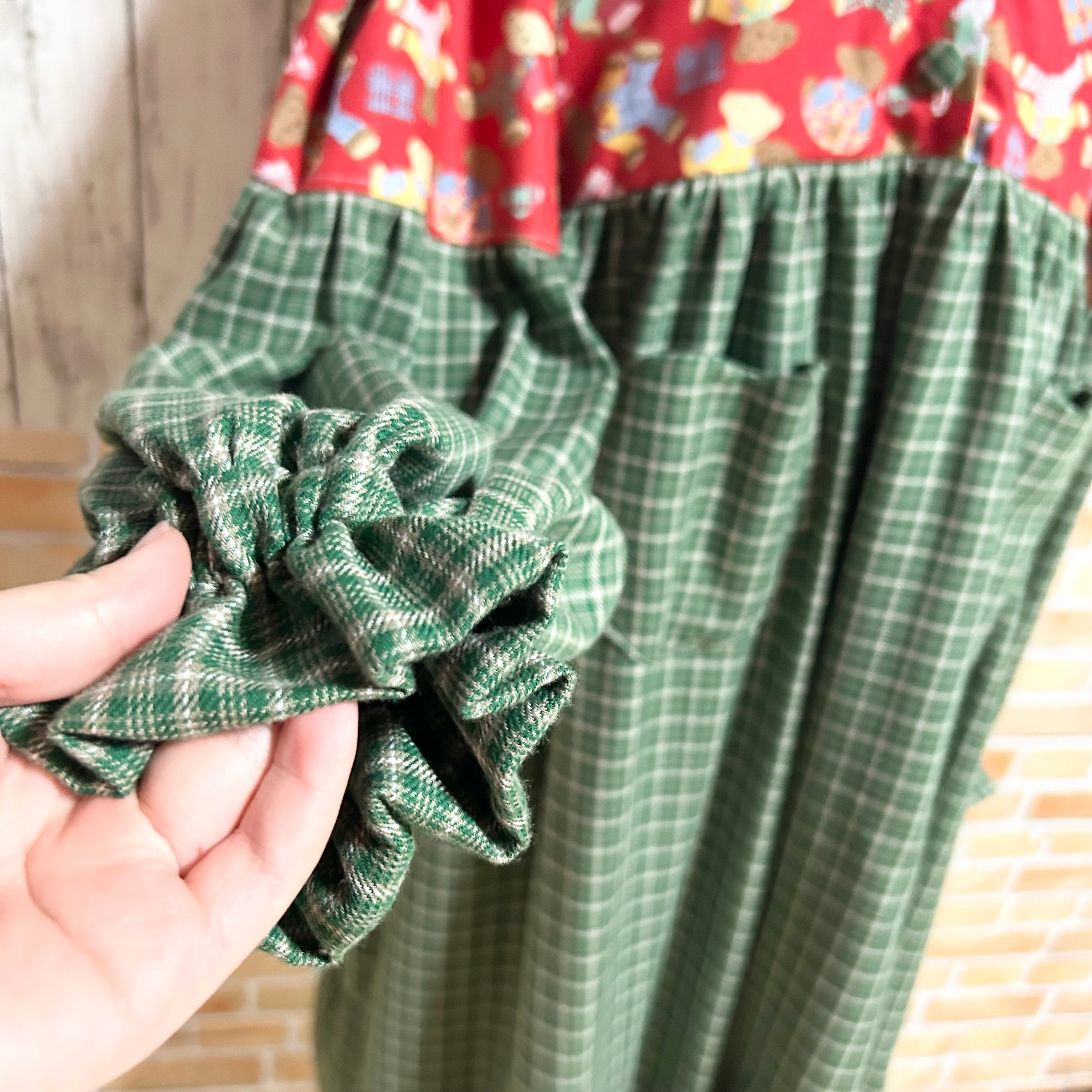 くまさん×緑チェックワンピース | 8.2︎