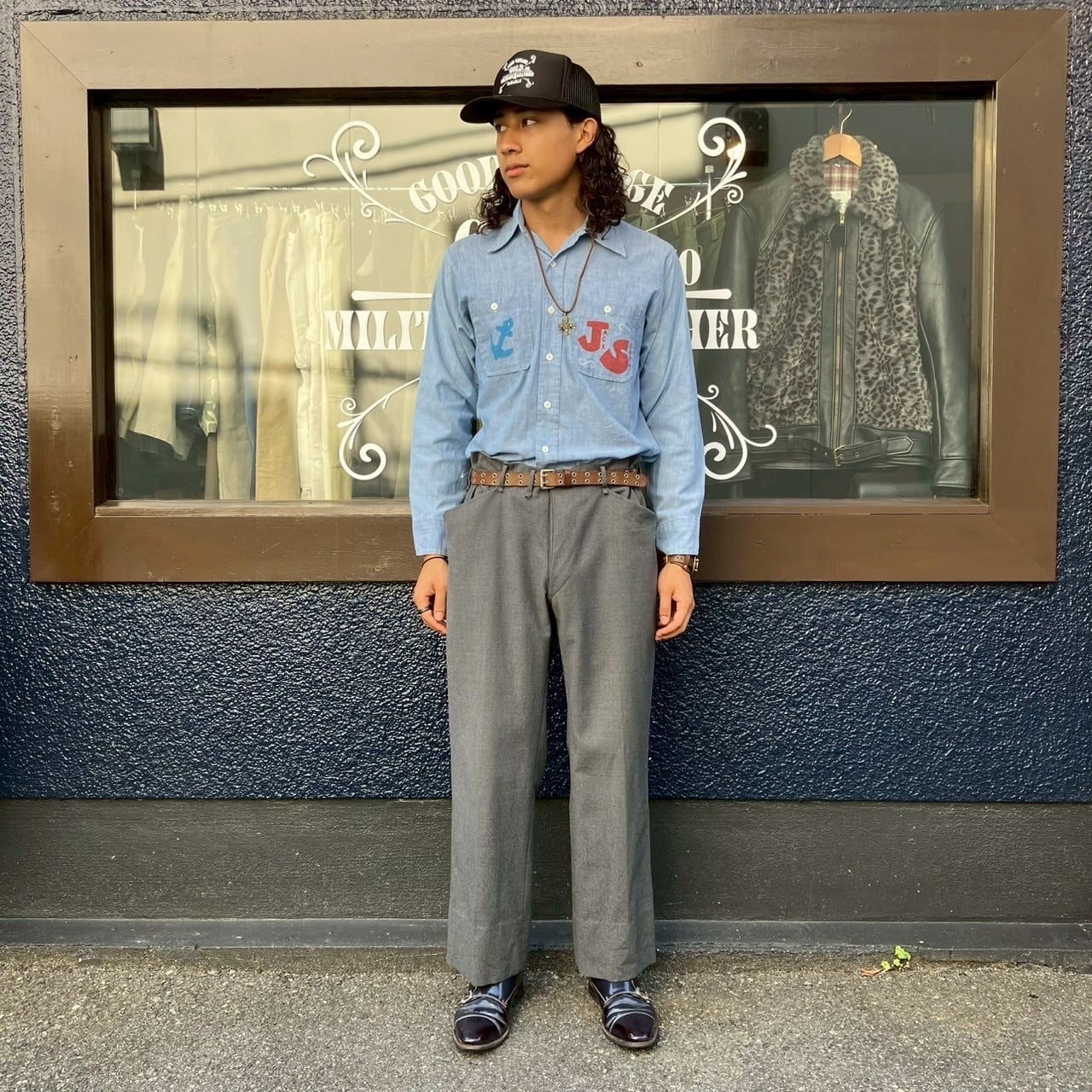 70s Japan Vintage ウールスラックス グレー W94cm XL ヴィンテージ