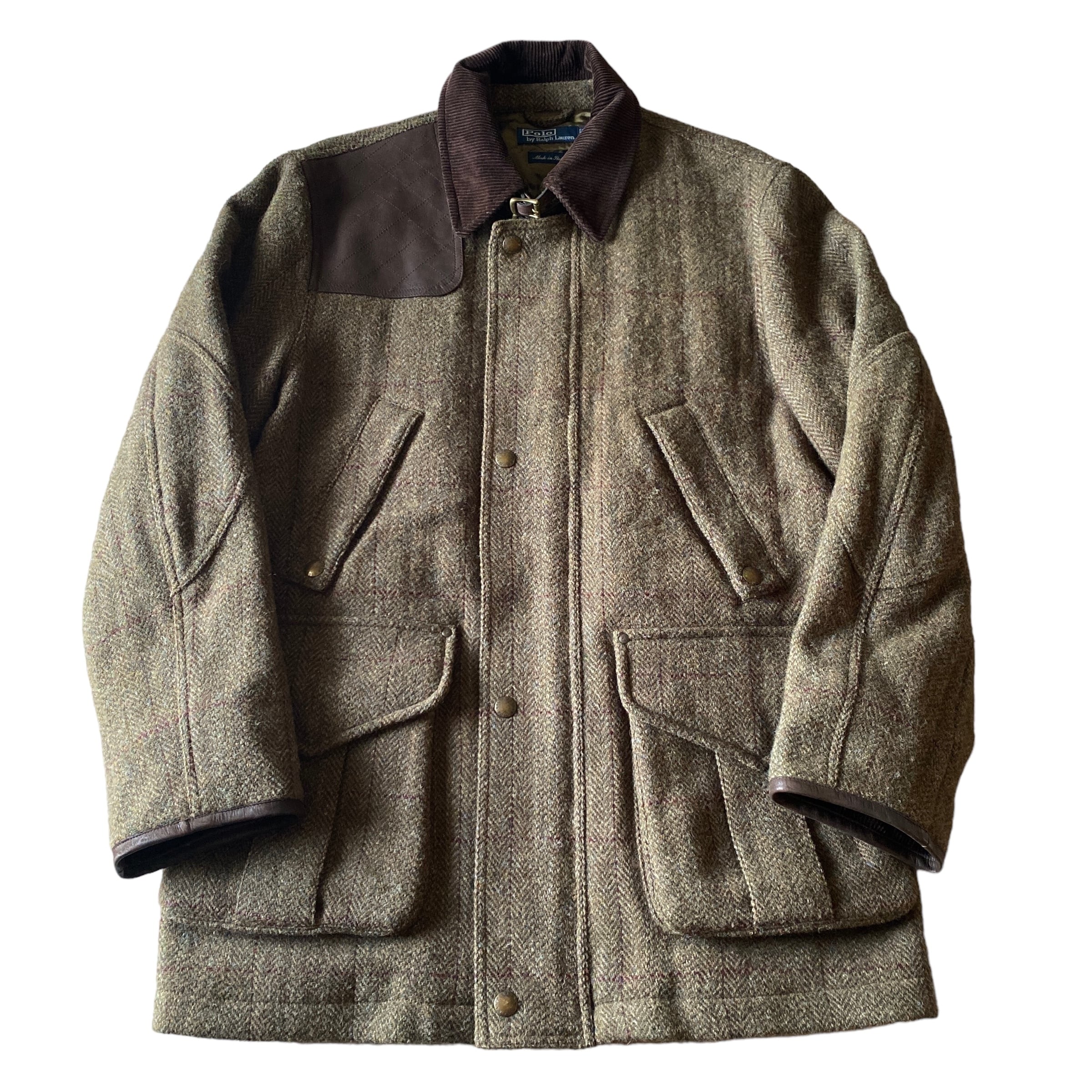 90s Polo by Ralph Lauren tweed×leather hunting jacket M | CLOSE