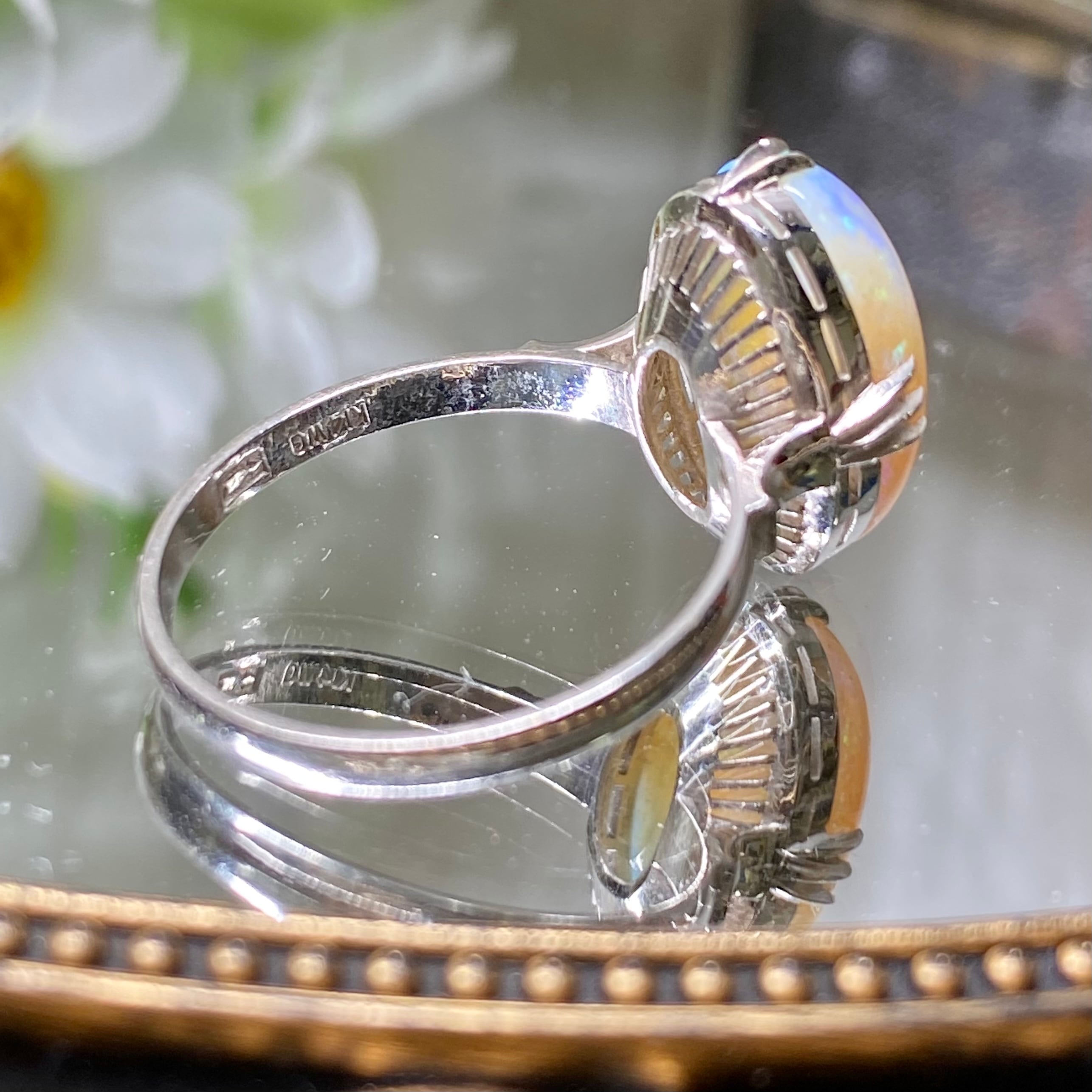 昭和の懐かしい指輪 Japanese Traditional ring k14WG オパール