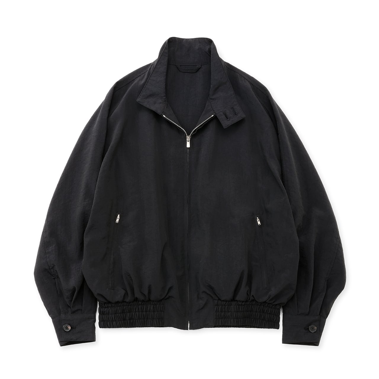everyone nylon silk oversized harrington jacket (BLACK) | everyone