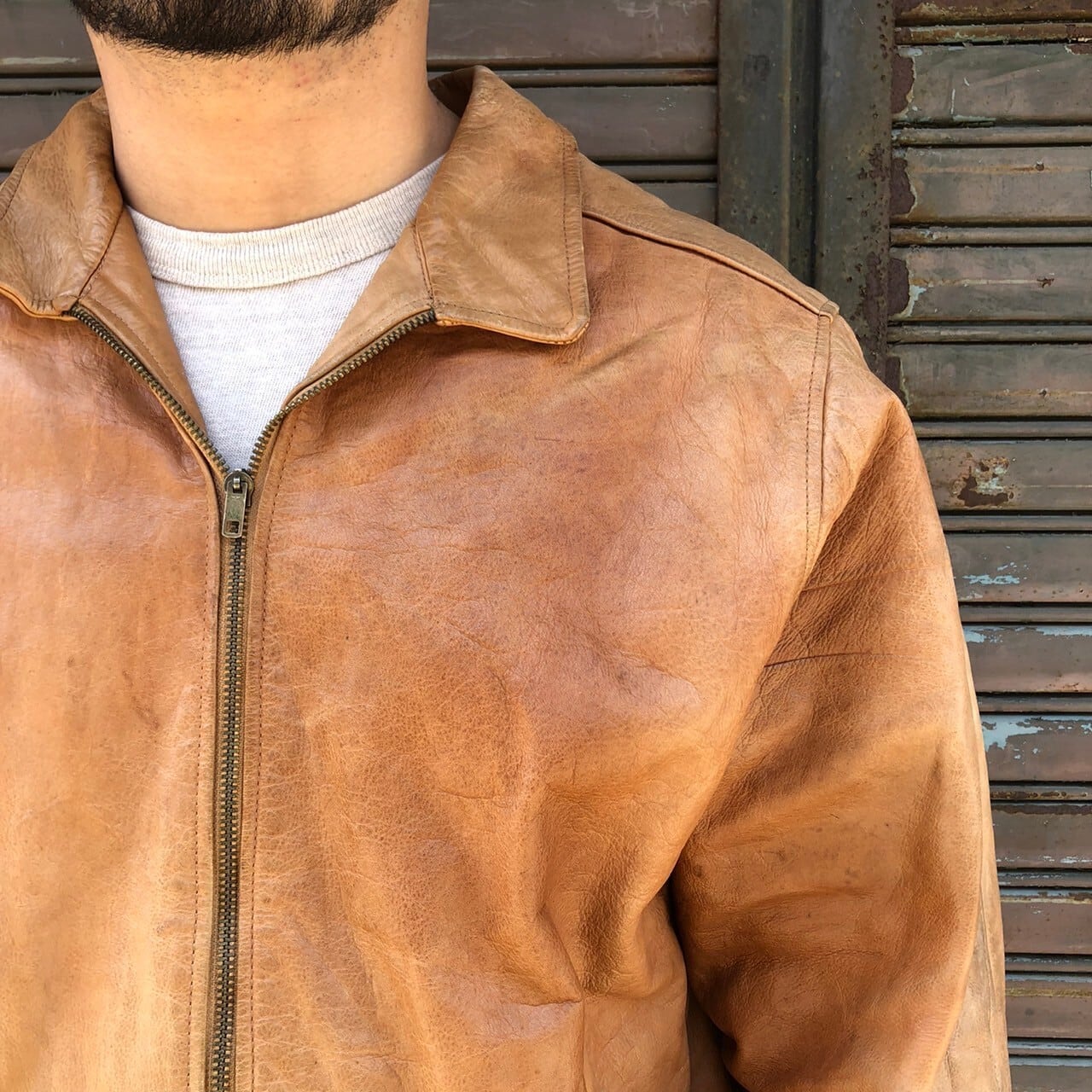 80s イタリア製 ユーロヴィンテージ レザー フライトジャケット MA-1