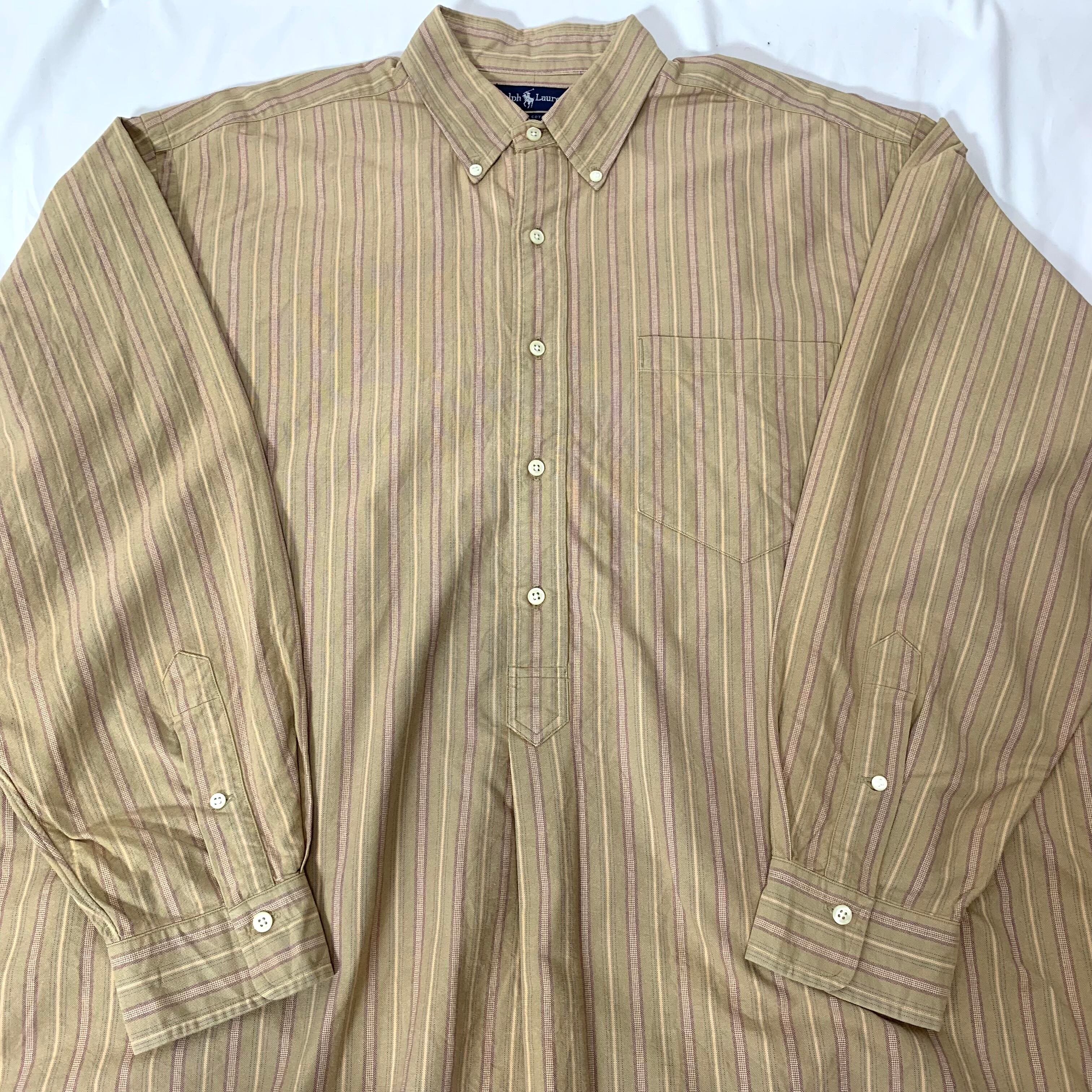 vintage old 90s Ralph Lauren Pullover Stripe Shirt ラルフローレン