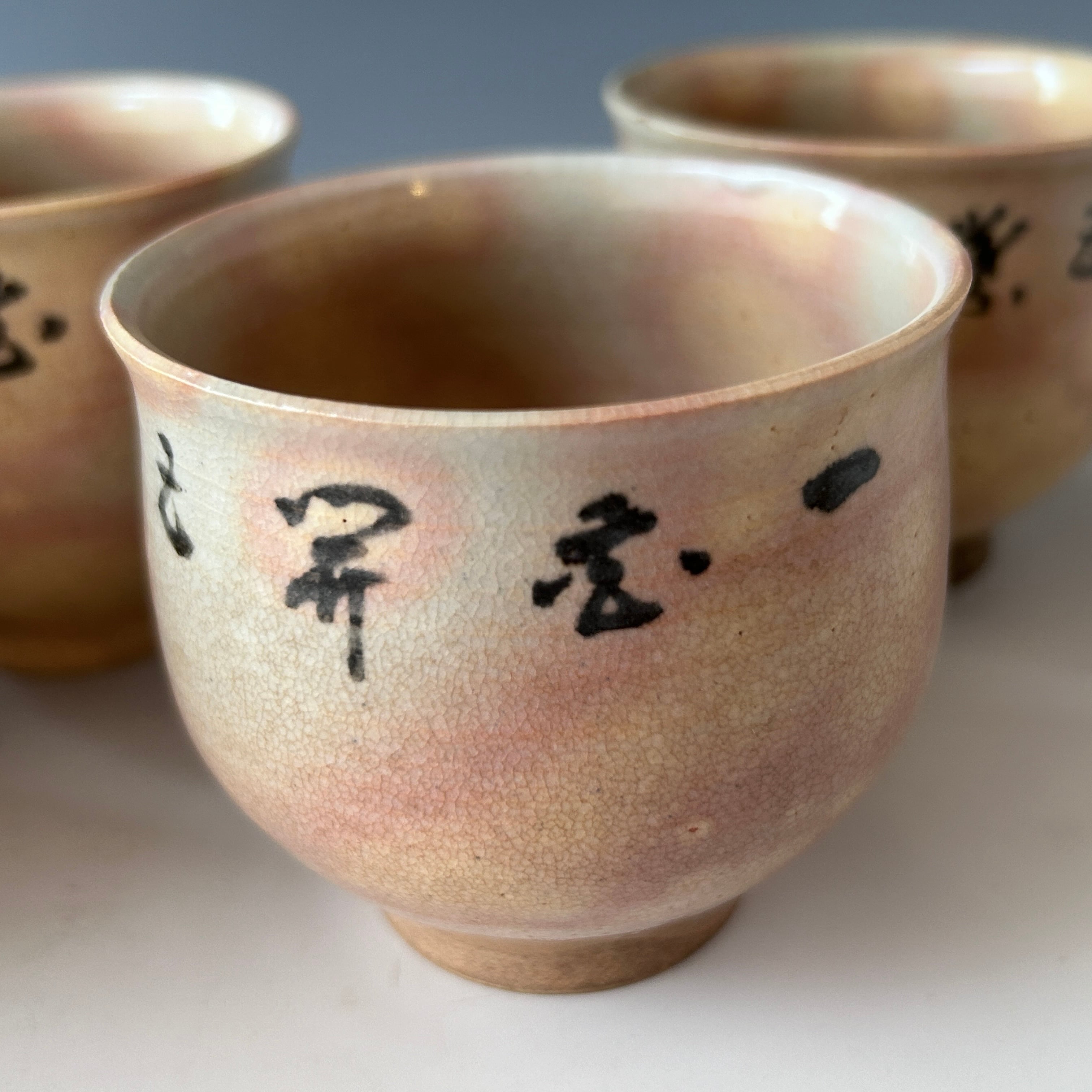 村田亀水 煎茶碗 文字入 五客組 京焼 茶道具 茶碗 煎茶道具 骨董 陶芸