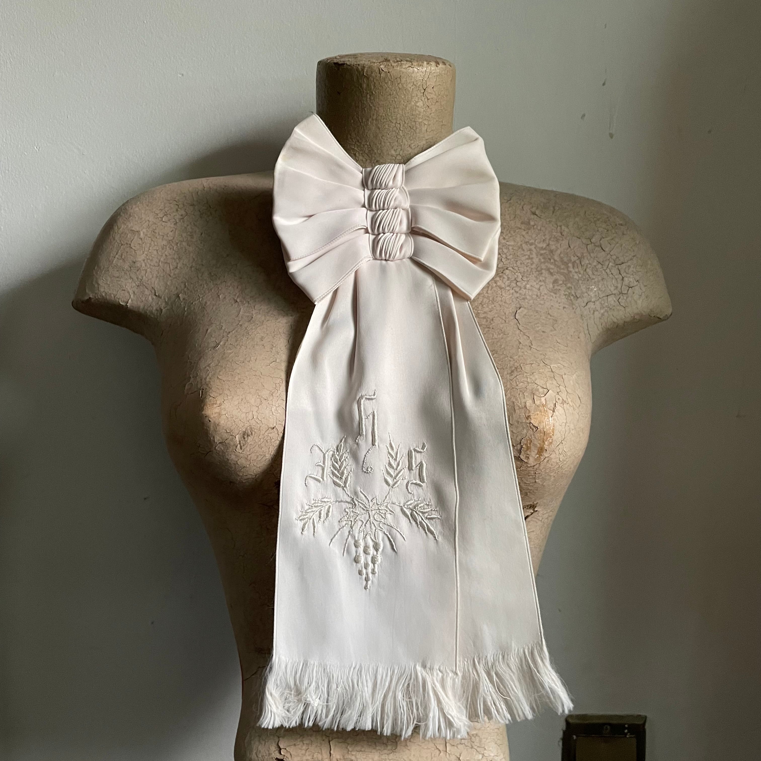 G：フランス アンティーク コミュニオン 布花 花冠 特大カニヴェ