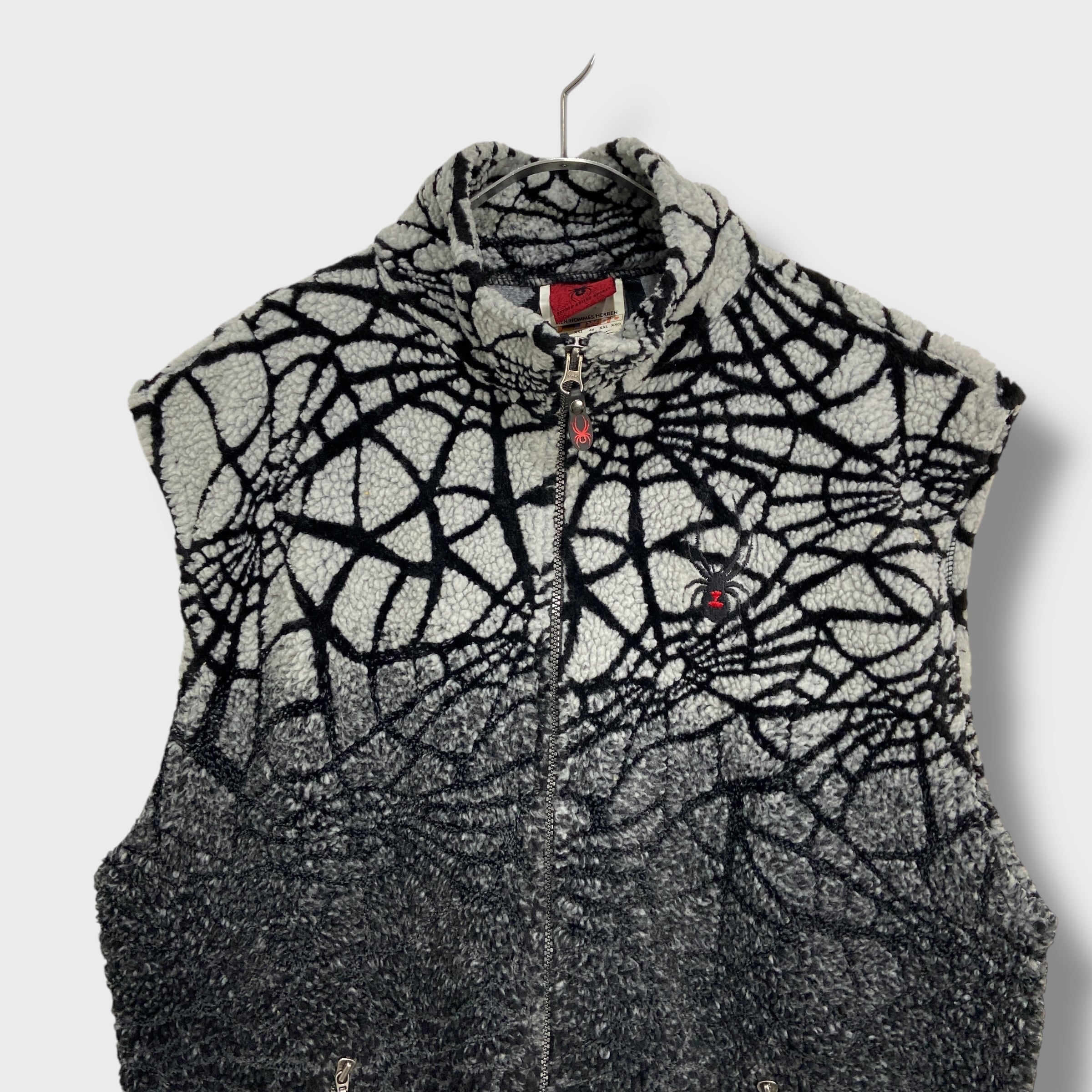 90s USA製 SPYDER スパイダーウェブボアフリースベスト 総柄 XXL