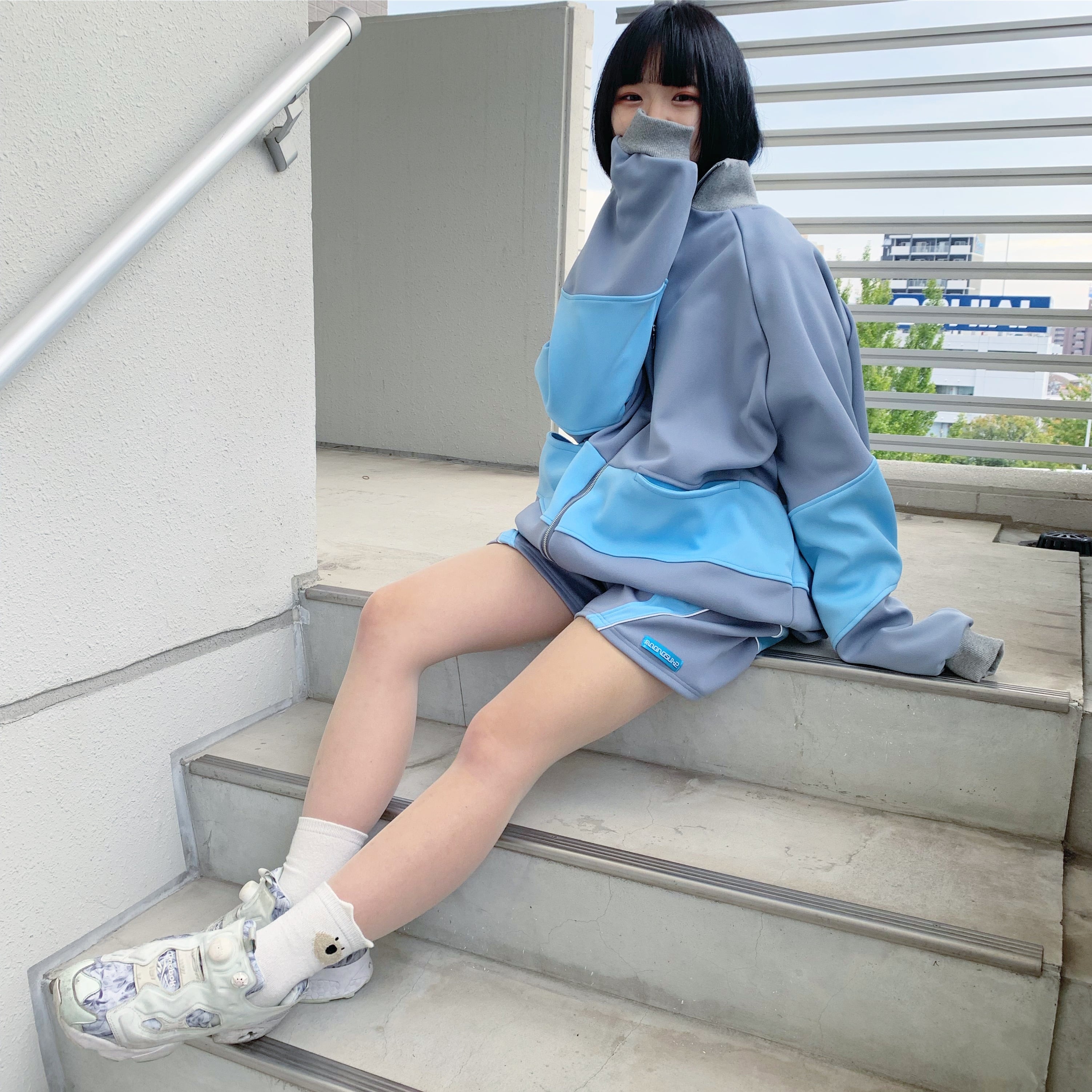 〇グレー×水色〇 ショートパンツ | maonosuke