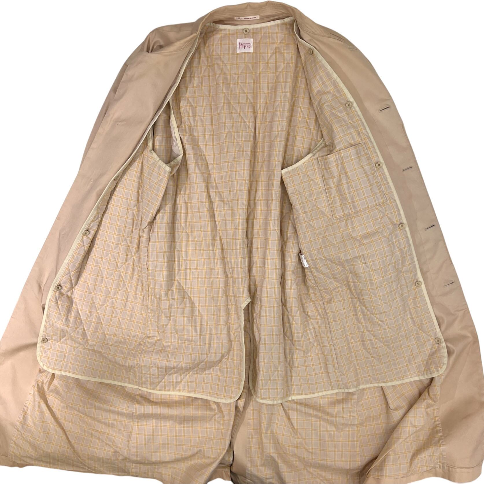 PAPAS パパス 着脱可ライナー付き ステンカラーコートM/ベージュ