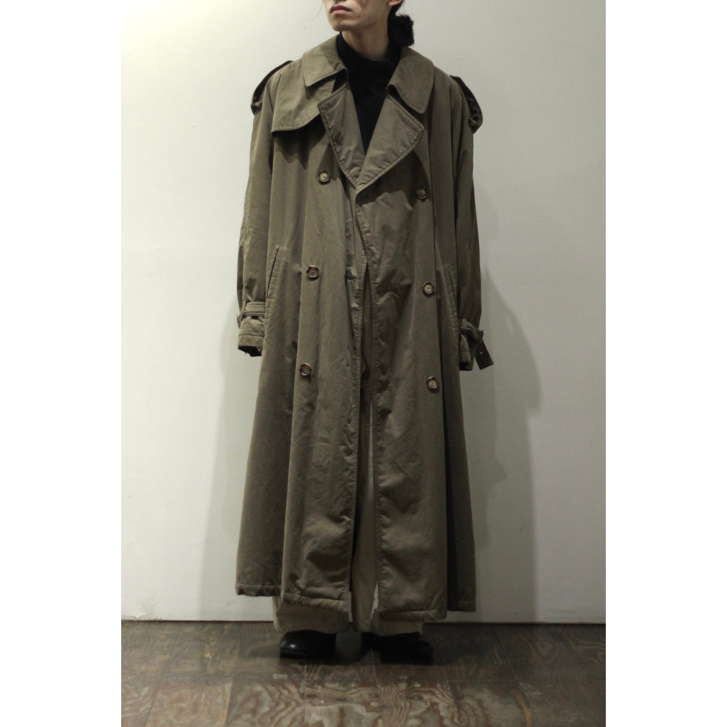 OTSU】1980's vintage GIORGIO ARMANI smooth fabric long trench coat
