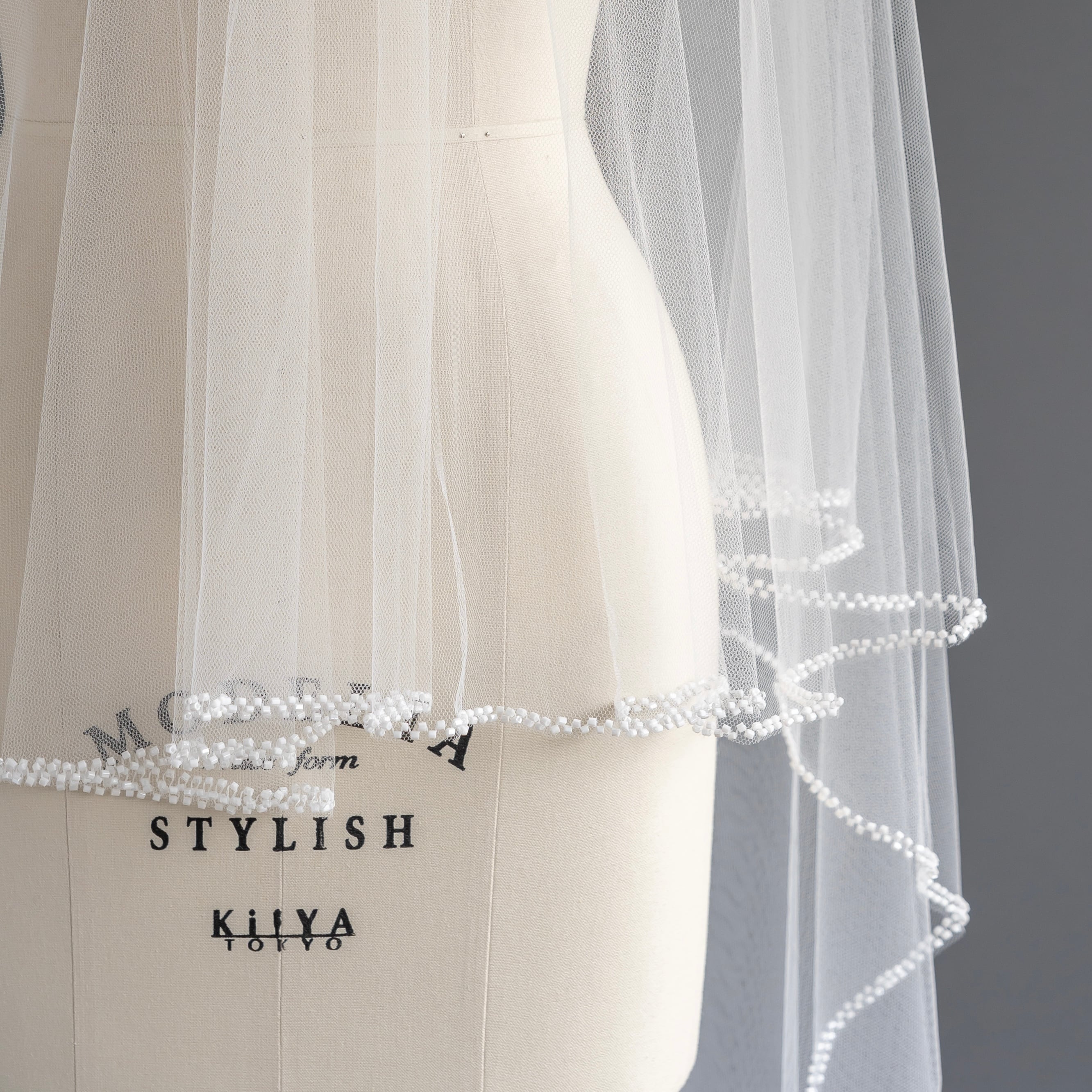 Lisze)ビーズ刺繍ウェディングベール BV-07 L-OW | AiLE-ブライダル