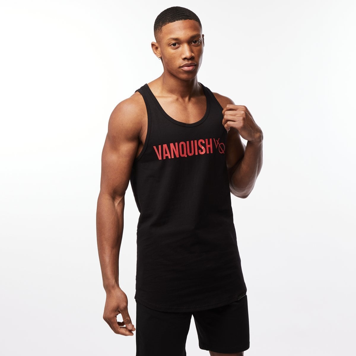 Vanquish Fitness タンクトップ(ブラック×オレンジ) | アーム