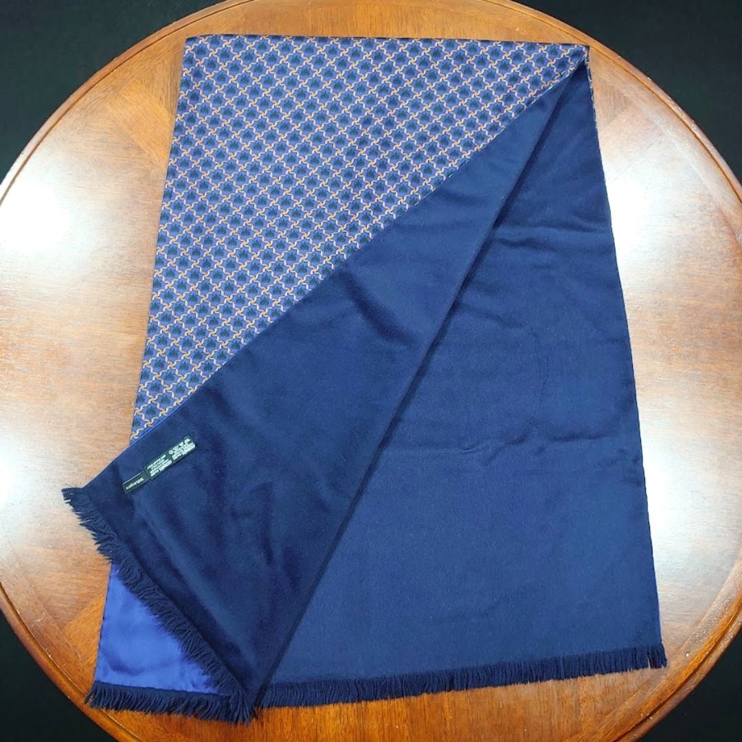 HERMES エルメス マフラー ストール リバーシブル 幾何学模様 シルク