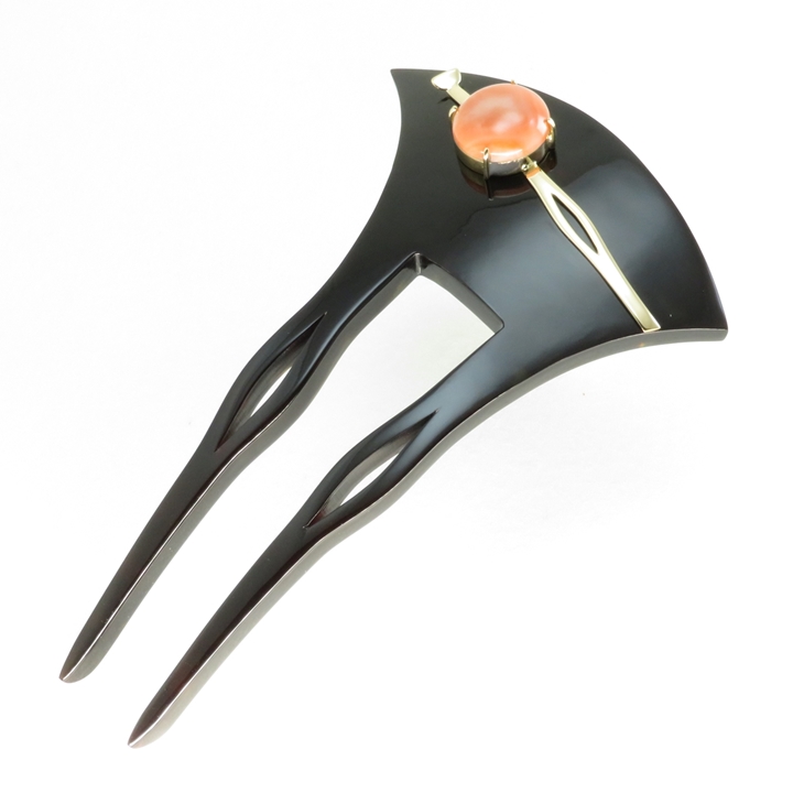 鼈甲 簪 桃珊瑚 K18金工飾り かんざし べっ甲 本鼈甲 髪飾り A109