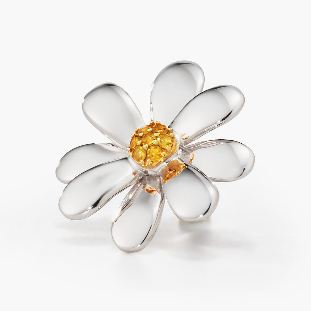 即日発送】シトリン×シルバー925ブローチ・フルール