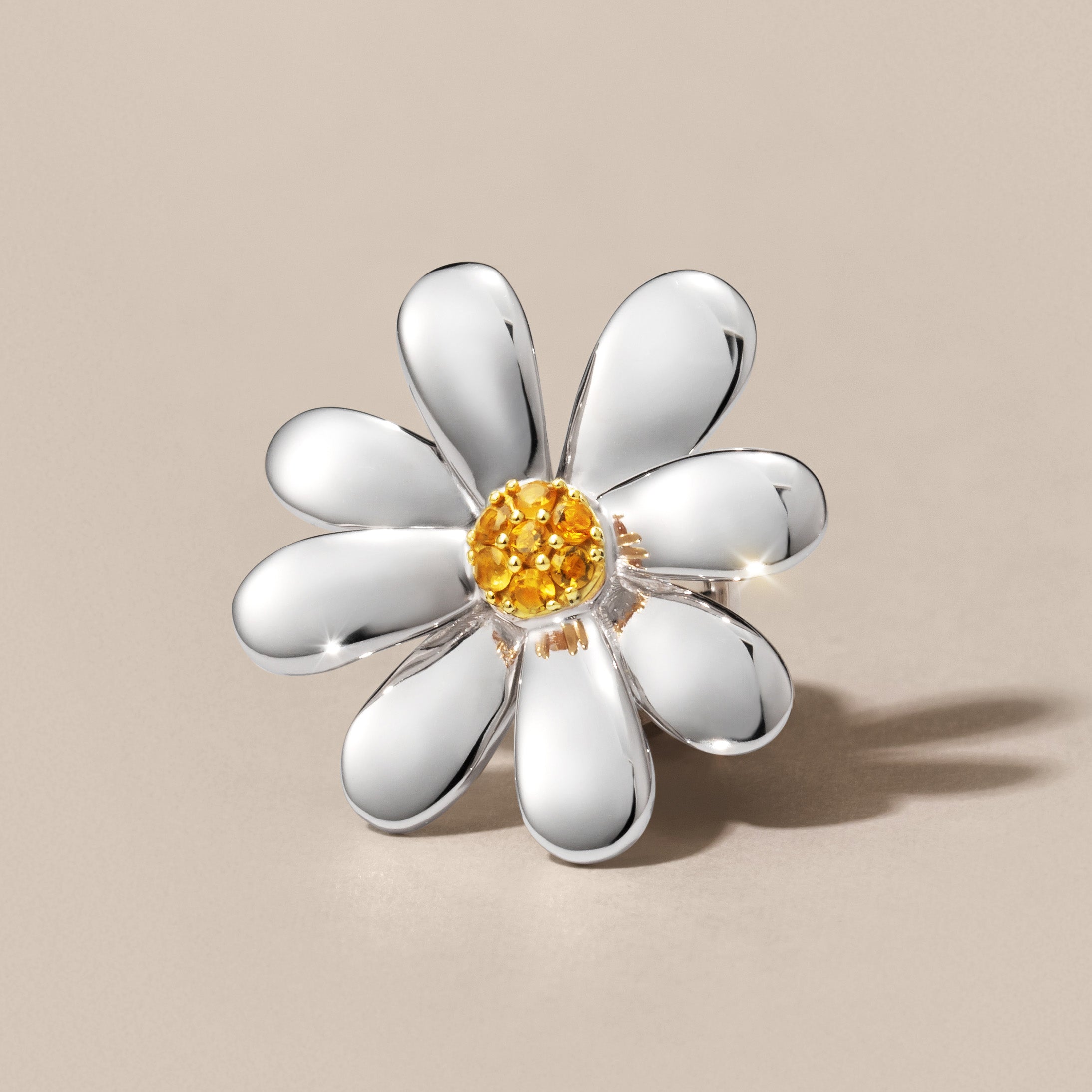 即日発送】シトリン×シルバー925ブローチ・フルール