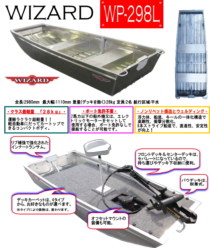 WIZARD/ウィザード WP-298L 免許不要艇（2馬力） - BOAT&TACKLE クルーズ