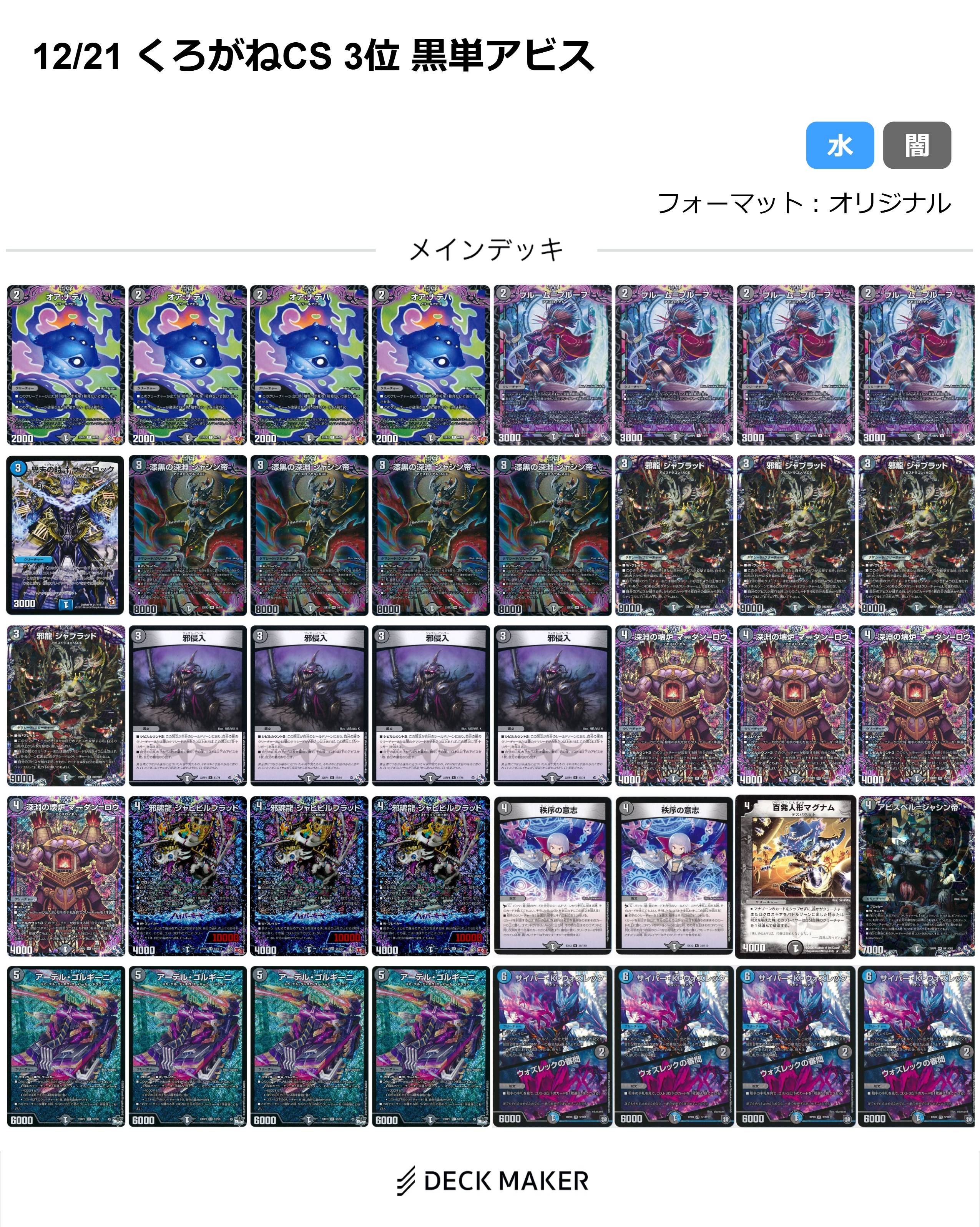 デュエマ オリジナルCS】「くろがねCS(2025/12/21)」結果 青単サイバー