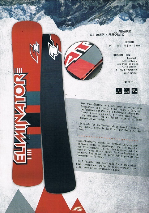17－18ニューモデルF2(エフツースノーボード) ELIMINATOR