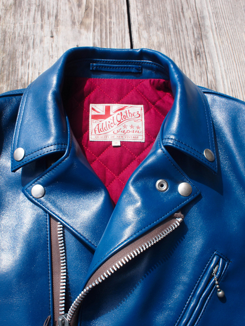 AD-03 HORSE-HIDE BRITISH ASYMMETRY JACKET -Vintage Blue- | ROOSTER