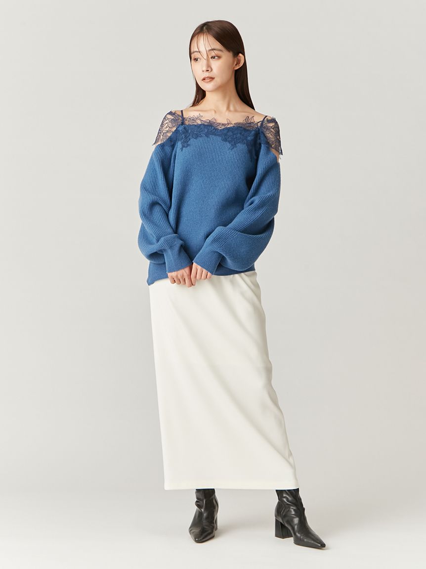 新作！レースオフショルダーカッティングニット | FRAY I.D | ショップ