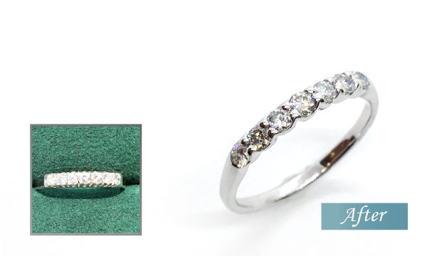 リフォームしてハーフエタニティリングができました｜お母様の一文字