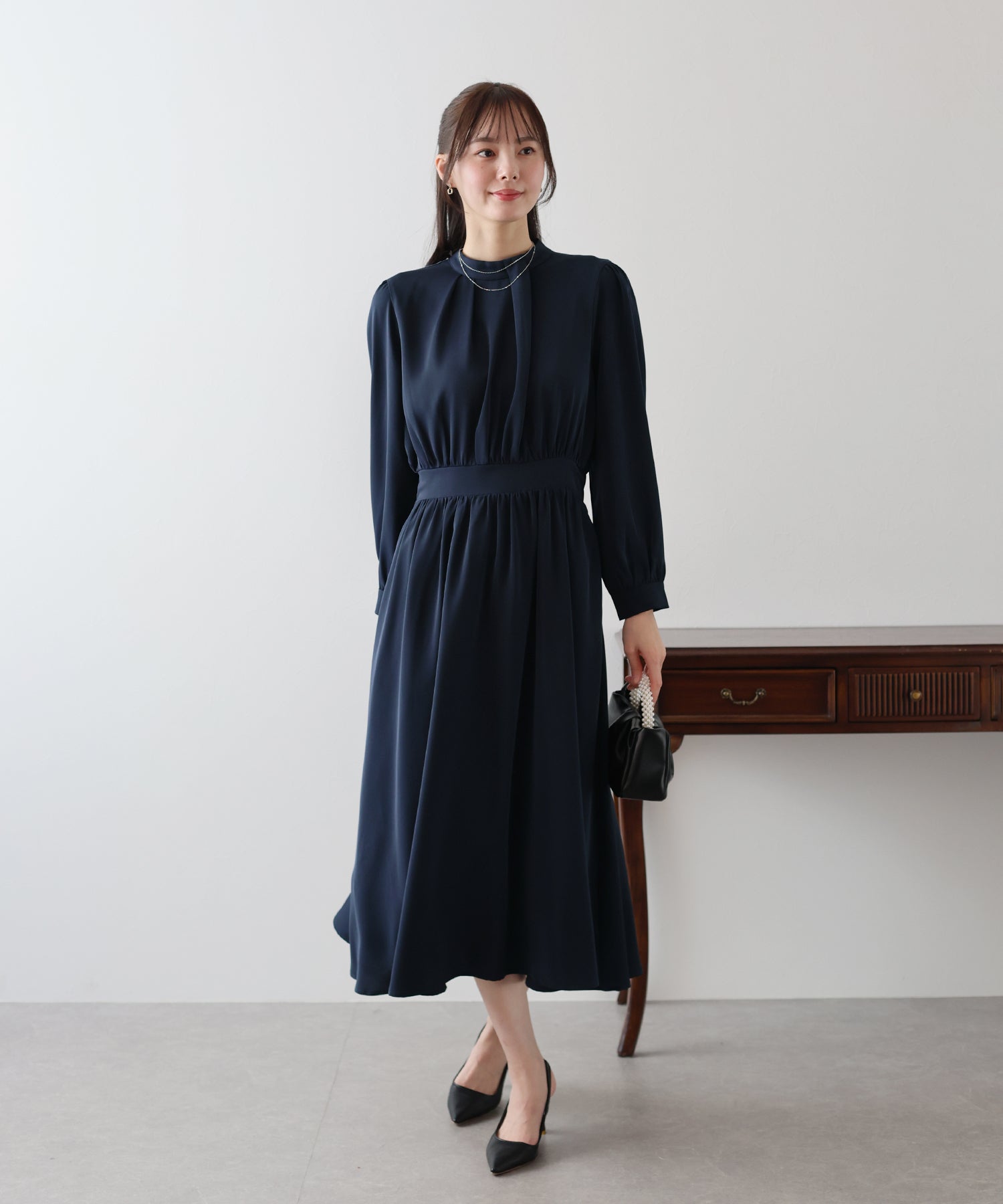 SALE】ミックスツイードノーカラージャケットxスタンドカラータック